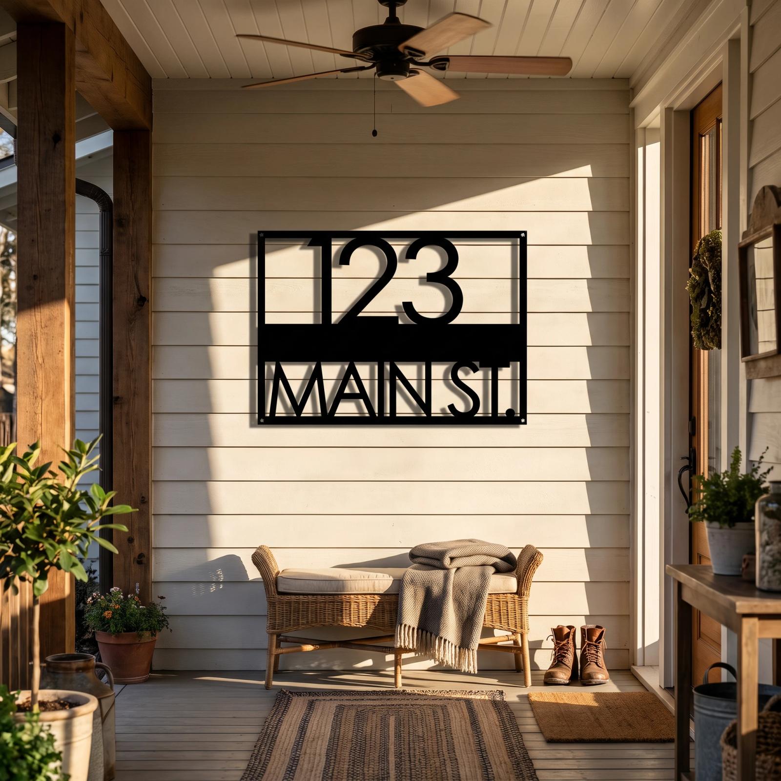 Personalized House Number Street Name Metal Wall Art – Homecoming, Front Porch Address Decor — 4