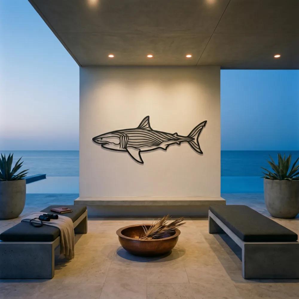 Shark Metal Wall Art – Ocean Apex Predator, Coastal Boys Room Decor — 4