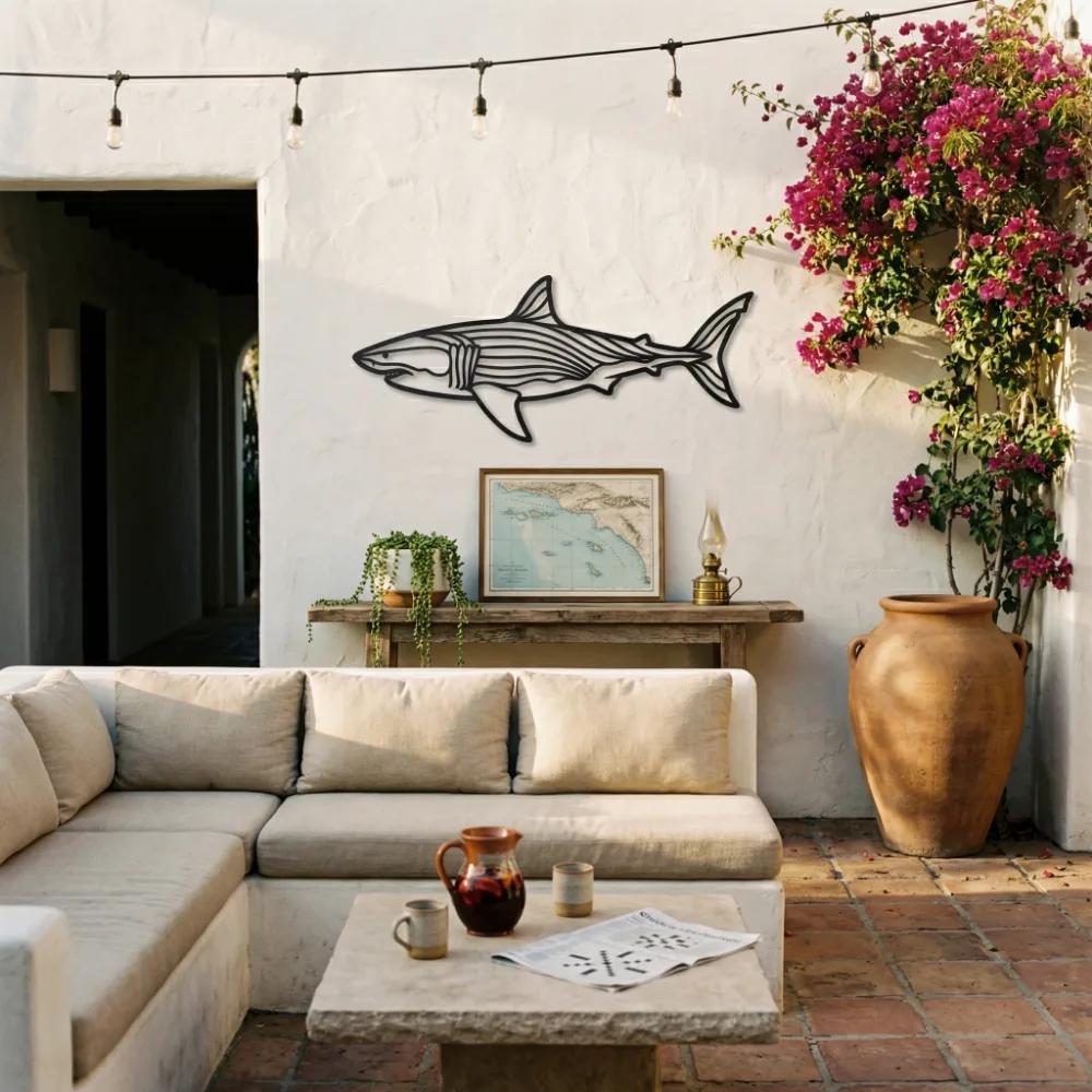 Shark Metal Wall Art – Ocean Apex Predator, Coastal Boys Room Decor