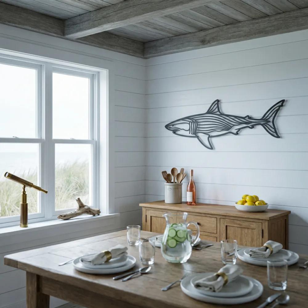 Shark Metal Wall Art – Ocean Apex Predator, Coastal Boys Room Decor — 7