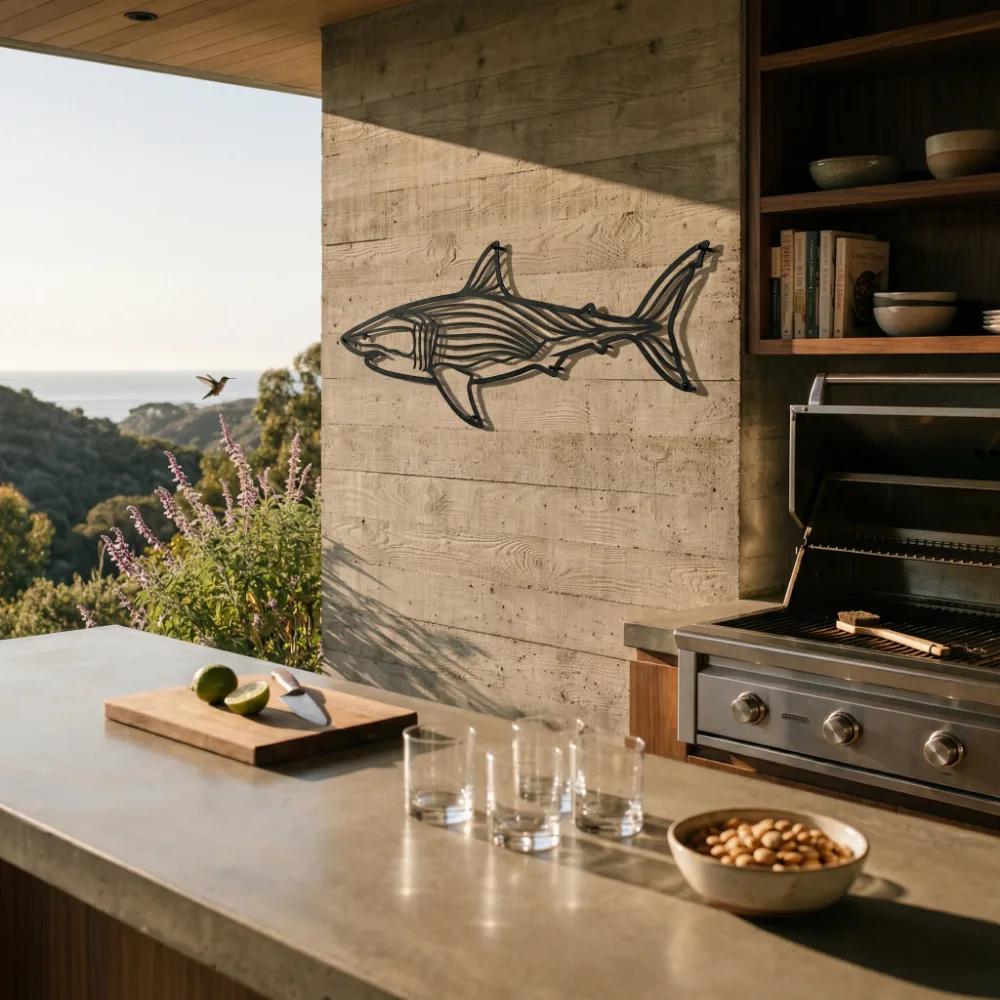Shark Metal Wall Art – Ocean Apex Predator, Coastal Boys Room Decor — 9