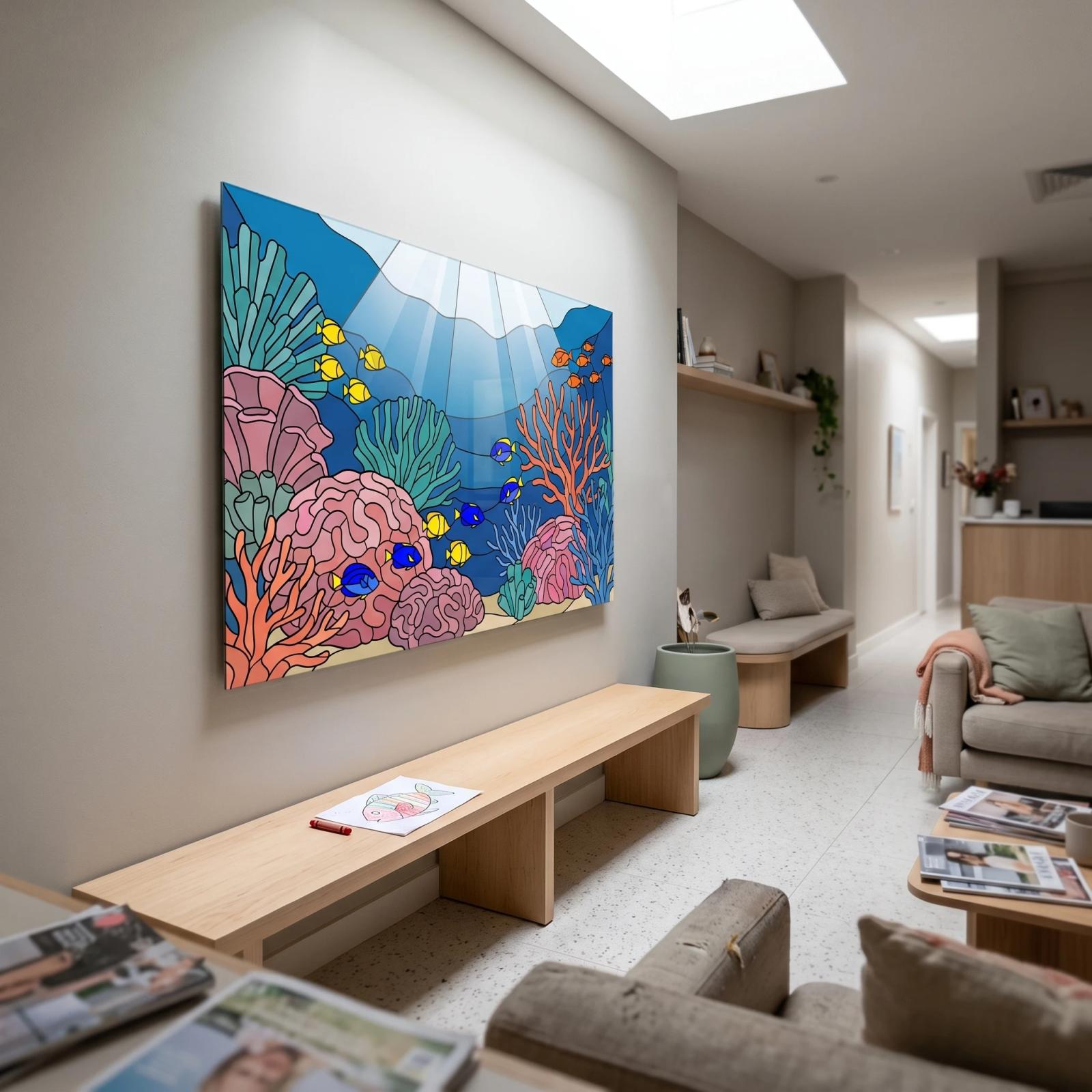 Coral Reef Glass Wall Art Stained Underwater Ocean Glass Wall Decor — 3