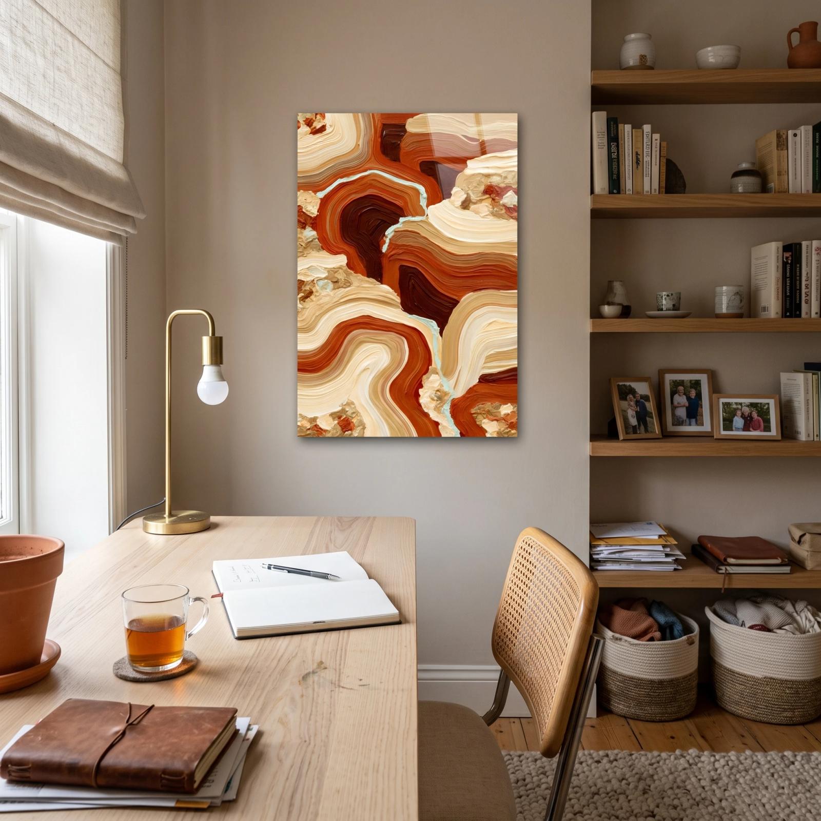 Terracotta Abstract Flow Textured Earth Tone Glass Wall Art — 3