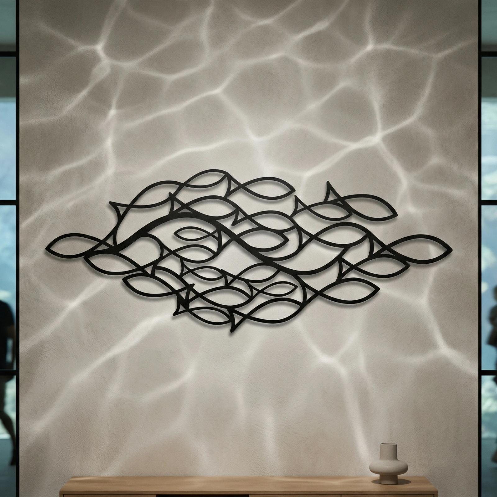 School of Fish Metal Wall Art – Ocean Current, Coastal Living Room Decor