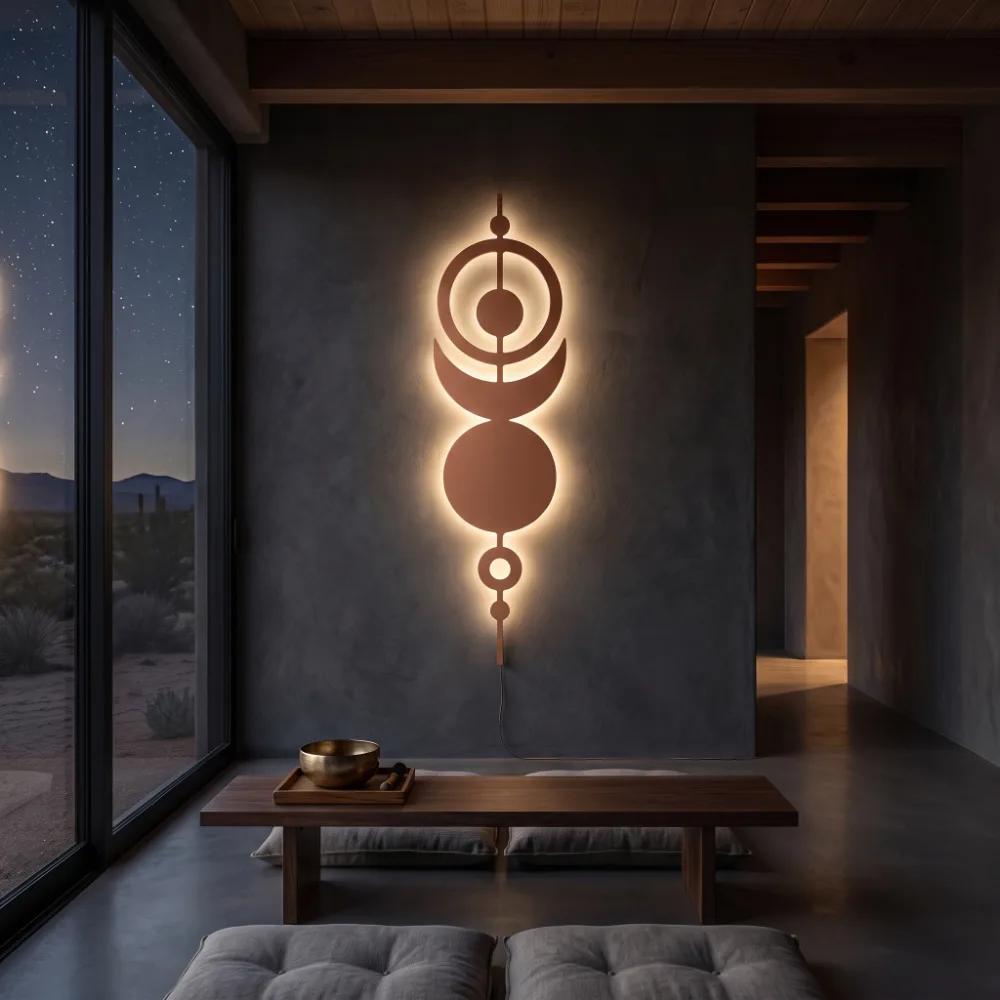 Minimalist Moon Phases Metal Wall Art – Celestial Alignment, Boho Bedroom Decor — 2
