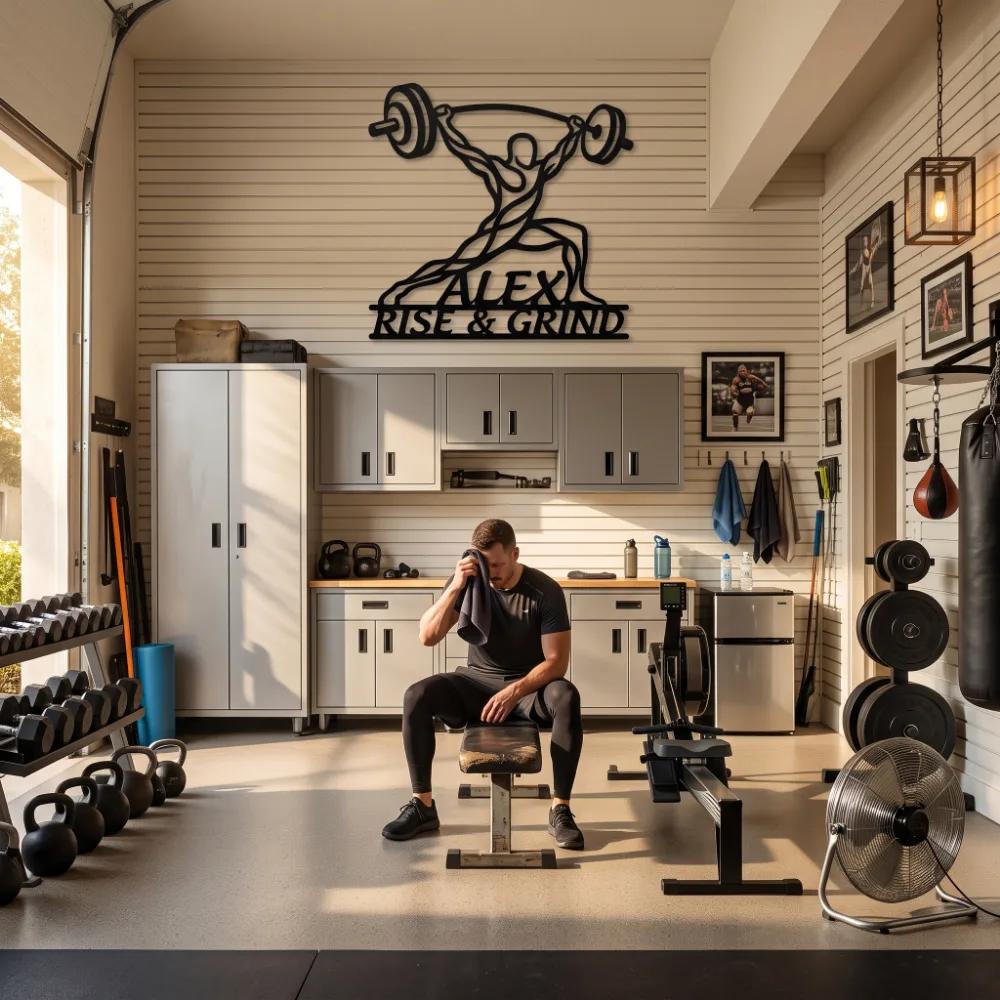 Custom Weightlifter Metal Wall Art – Power Stance Silhouette, Home Gym Decor — 3