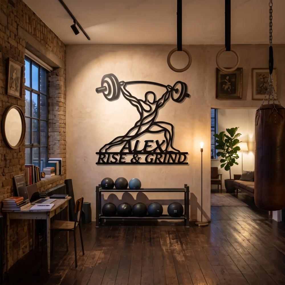 Custom Weightlifter Metal Wall Art – Power Stance Silhouette, Home Gym Decor — 6
