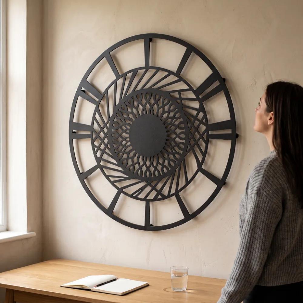 Mandala Metal Wall Art Round Geometric Decor – Solaris Coil, Living Room Statement Piece — 3