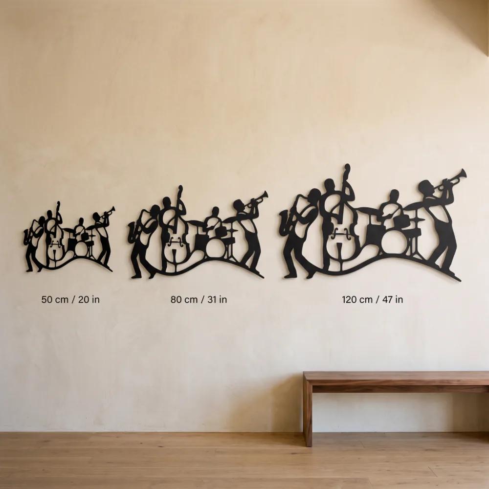 Jazz Band Metal Silhouette Wall Art – Midnight Ensemble, Music Room Lounge Decor — 10