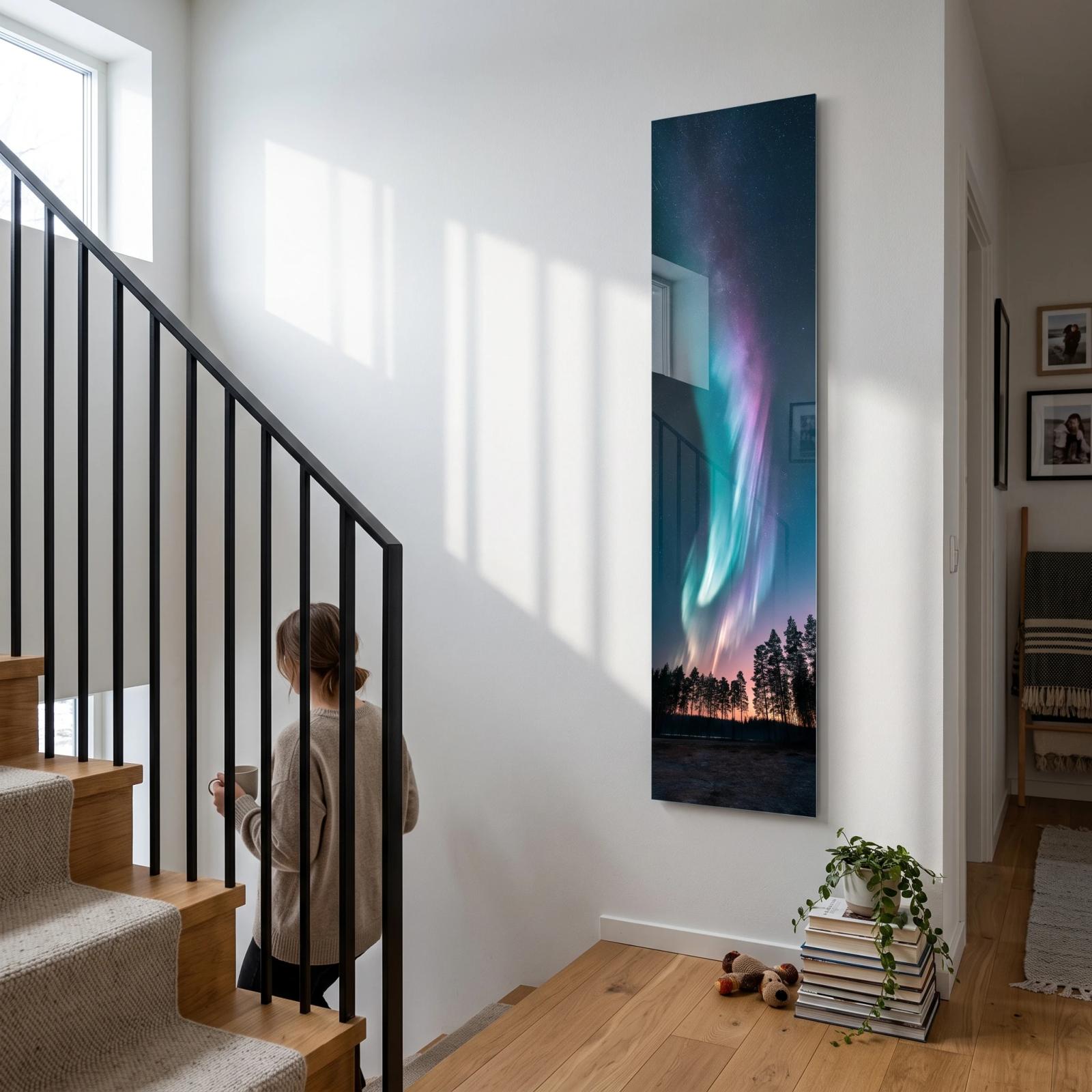 Aurora Borealis Glass Wall Art Vertical Night Sky | Glass Wall Art