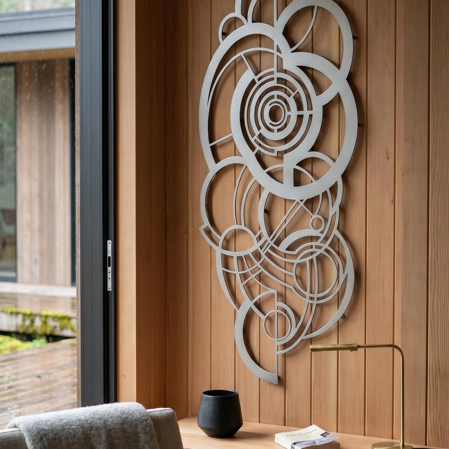 Geometric Abstract Metal Wall Art – Retro Orbit, Living Room Decor