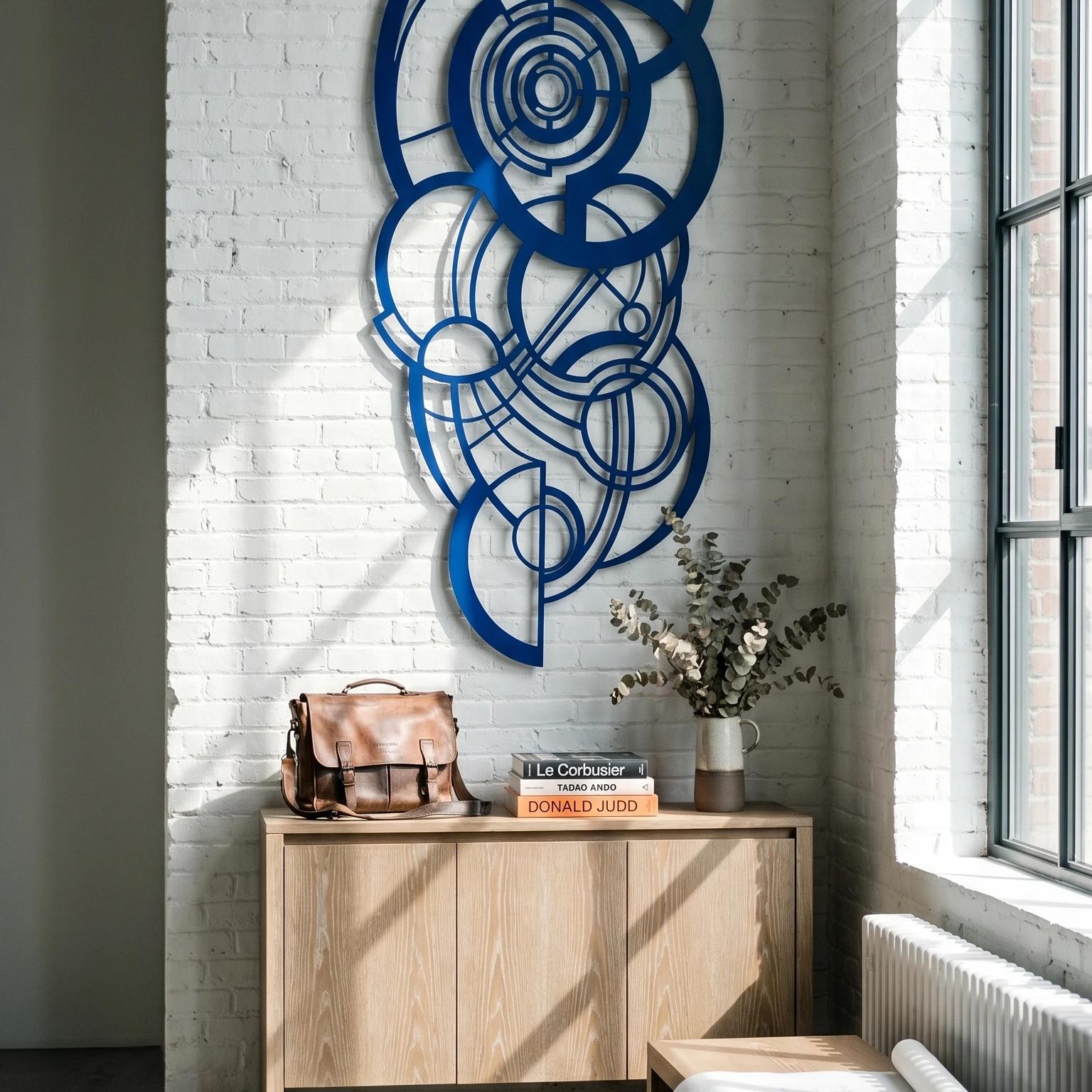 Geometric Abstract Metal Wall Art – Retro Orbit, Living Room Decor — 5