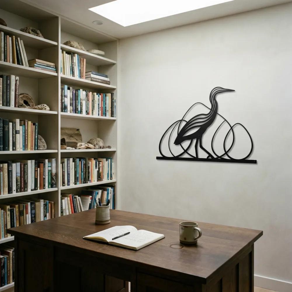 Elegant Heron Metal Wall Art – Graceful Shorebird Silhouette, Coastal Home Decor — 2