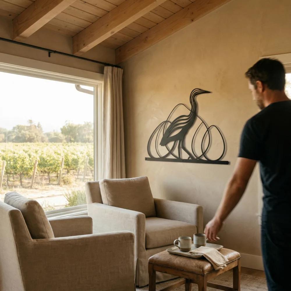Elegant Heron Metal Wall Art – Graceful Shorebird Silhouette, Coastal Home Decor — 5