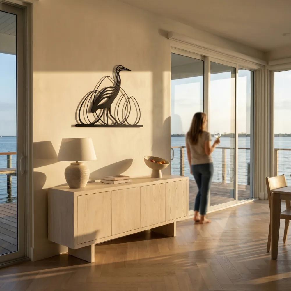 Elegant Heron Metal Wall Art – Graceful Shorebird Silhouette, Coastal Home Decor — 6