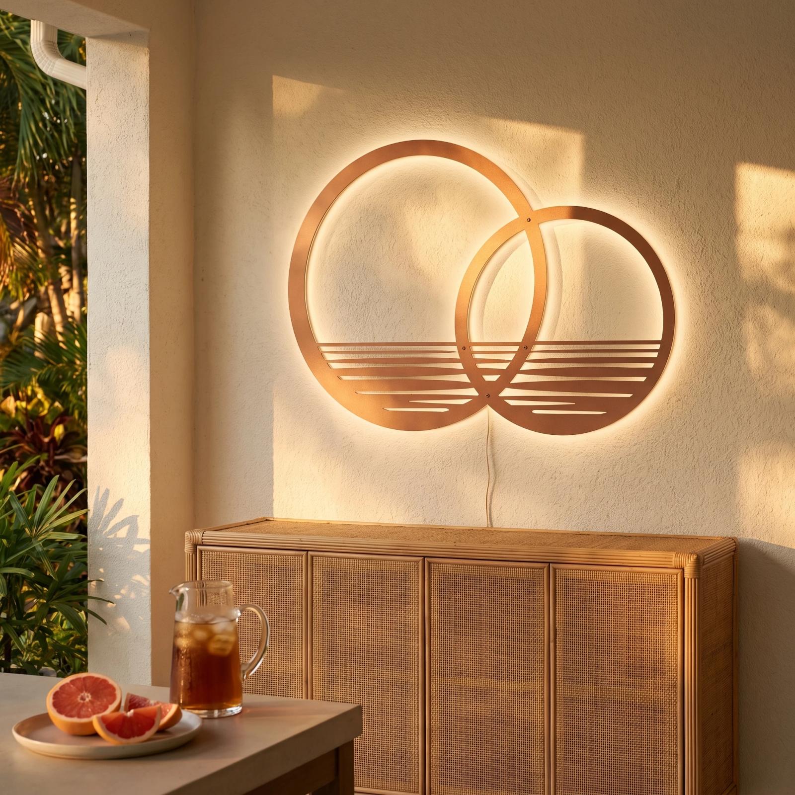 Minimalist Sunset Metal Wall Art – Interlocking Horizon, Modern Living Room Decor — 4