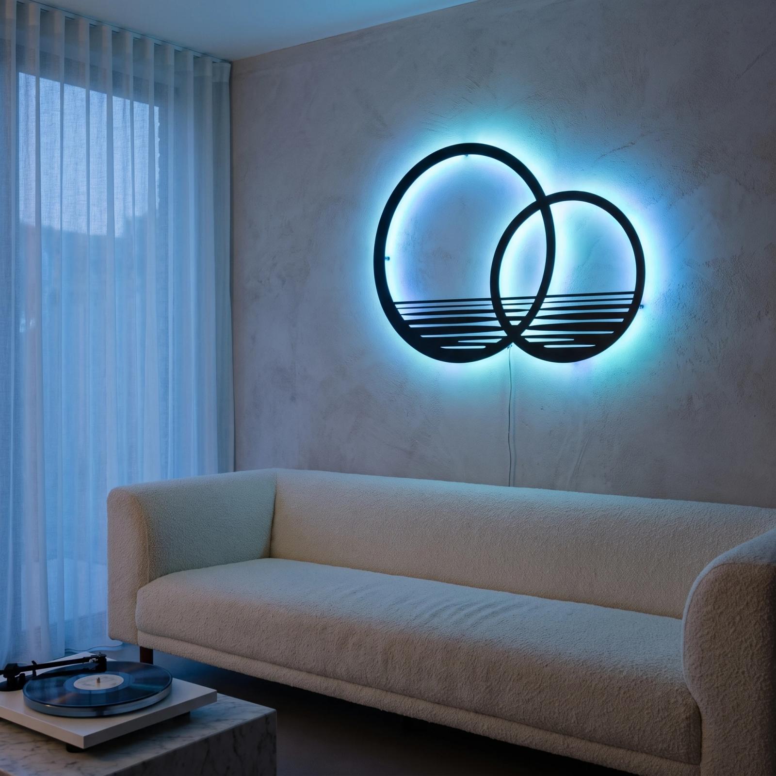Minimalist Sunset Metal Wall Art – Interlocking Horizon, Modern Living Room Decor — 5