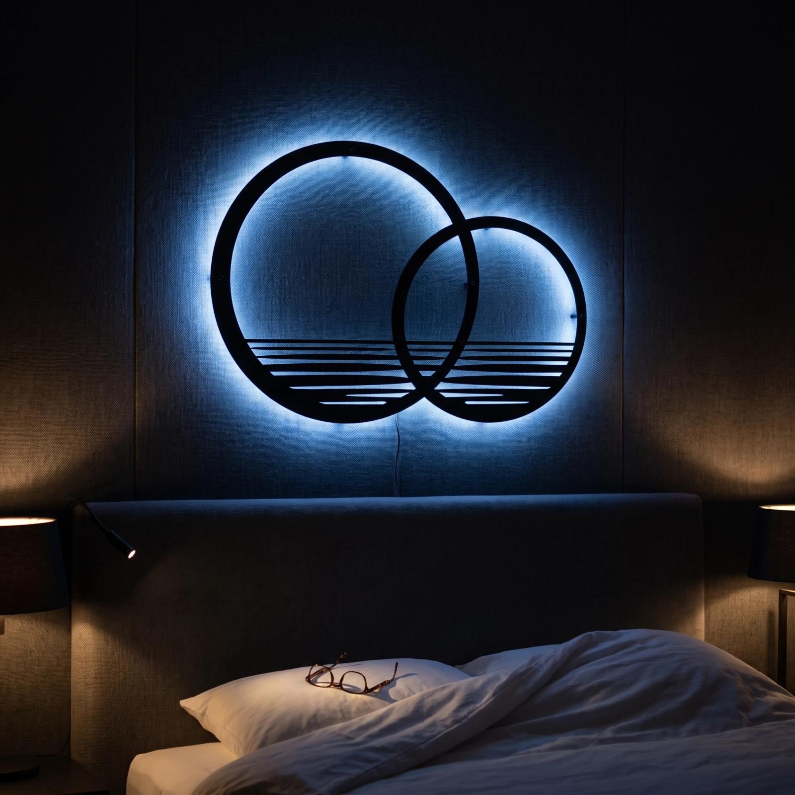 Minimalist Sunset Metal Wall Art – Interlocking Horizon, Modern Living Room Decor — 8