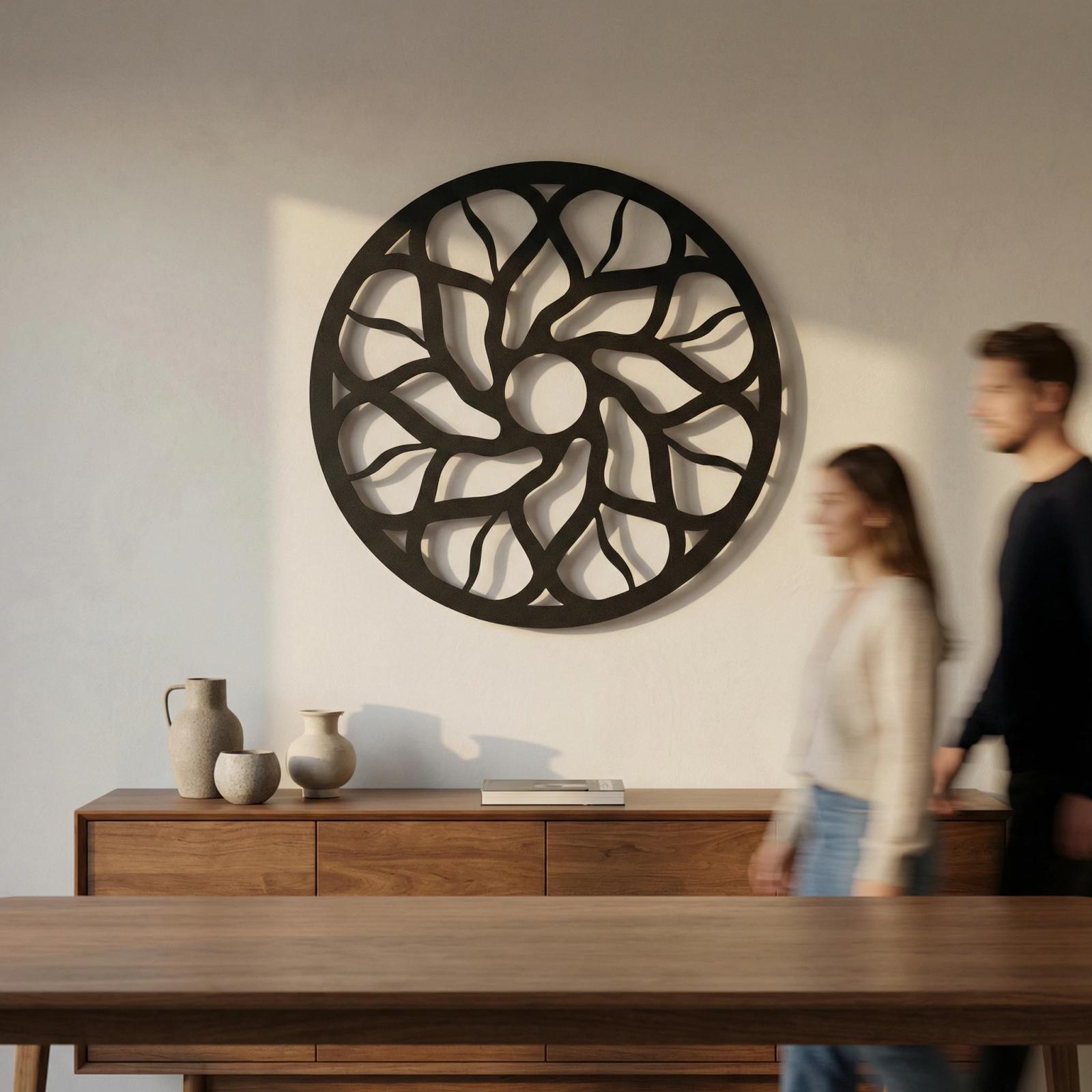 Geometric Rosette Metal Wall Art – Solar Bloom, Entryway Decor — 2