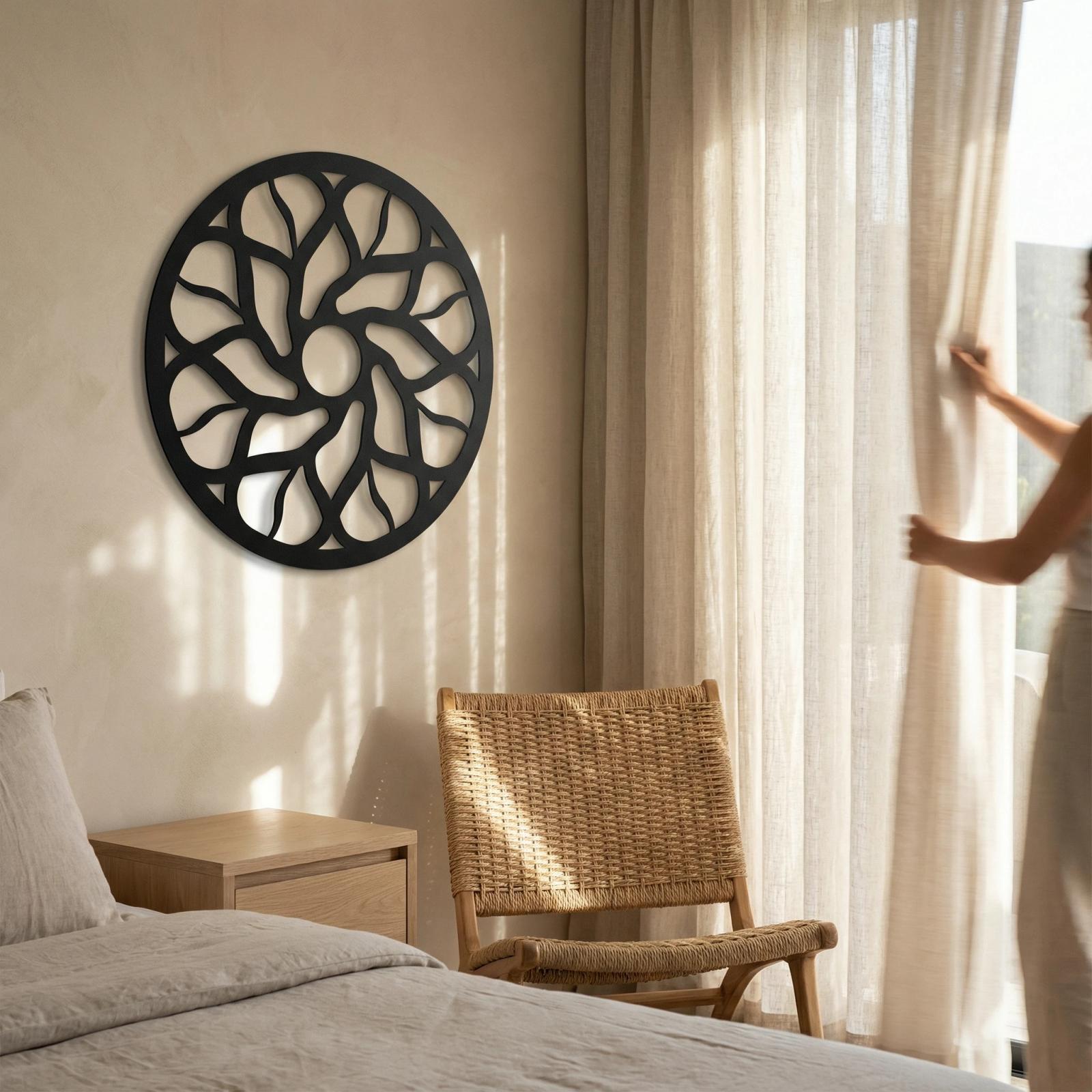 Geometric Rosette Metal Wall Art – Solar Bloom, Entryway Decor — 3