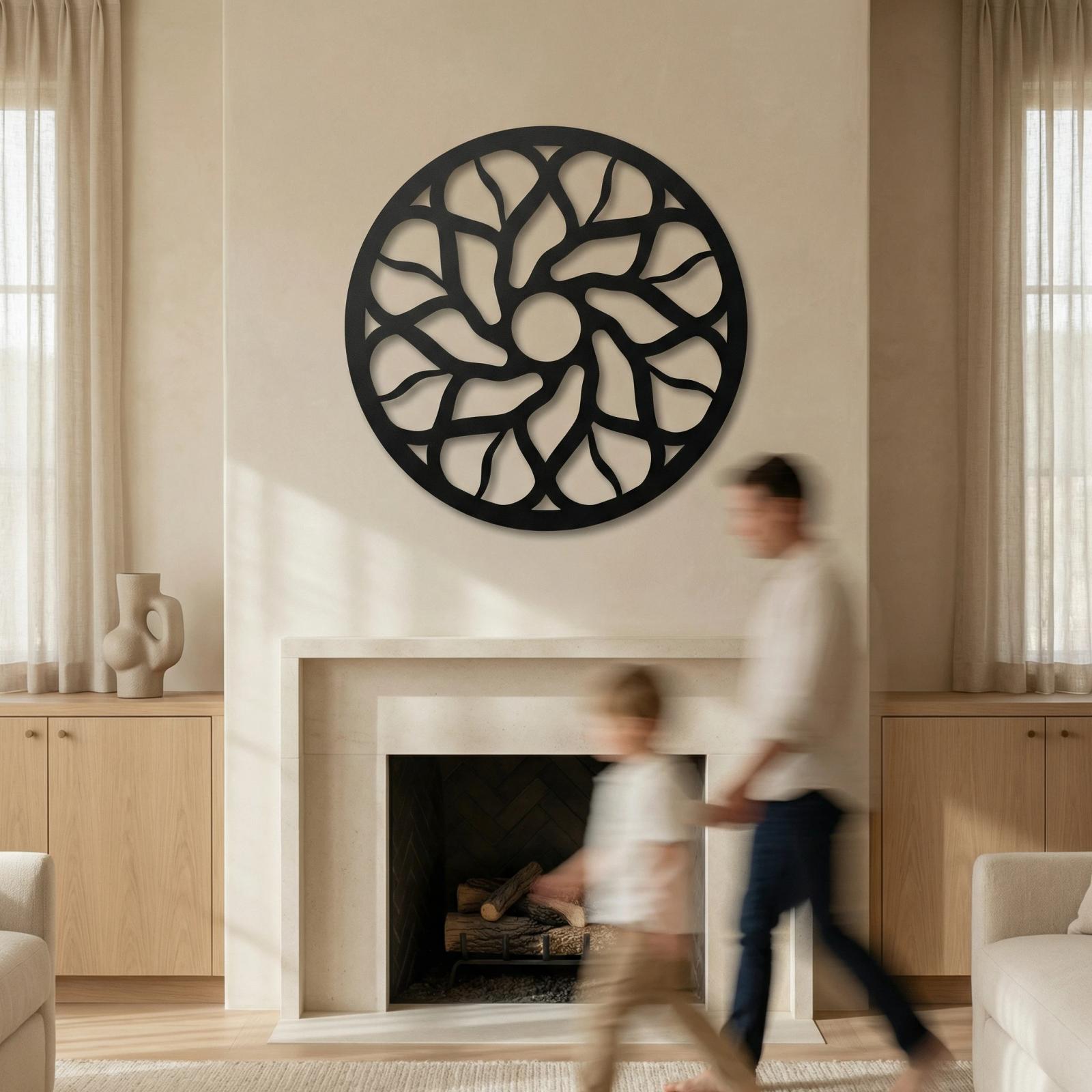 Geometric Rosette Metal Wall Art – Solar Bloom, Entryway Decor — 4