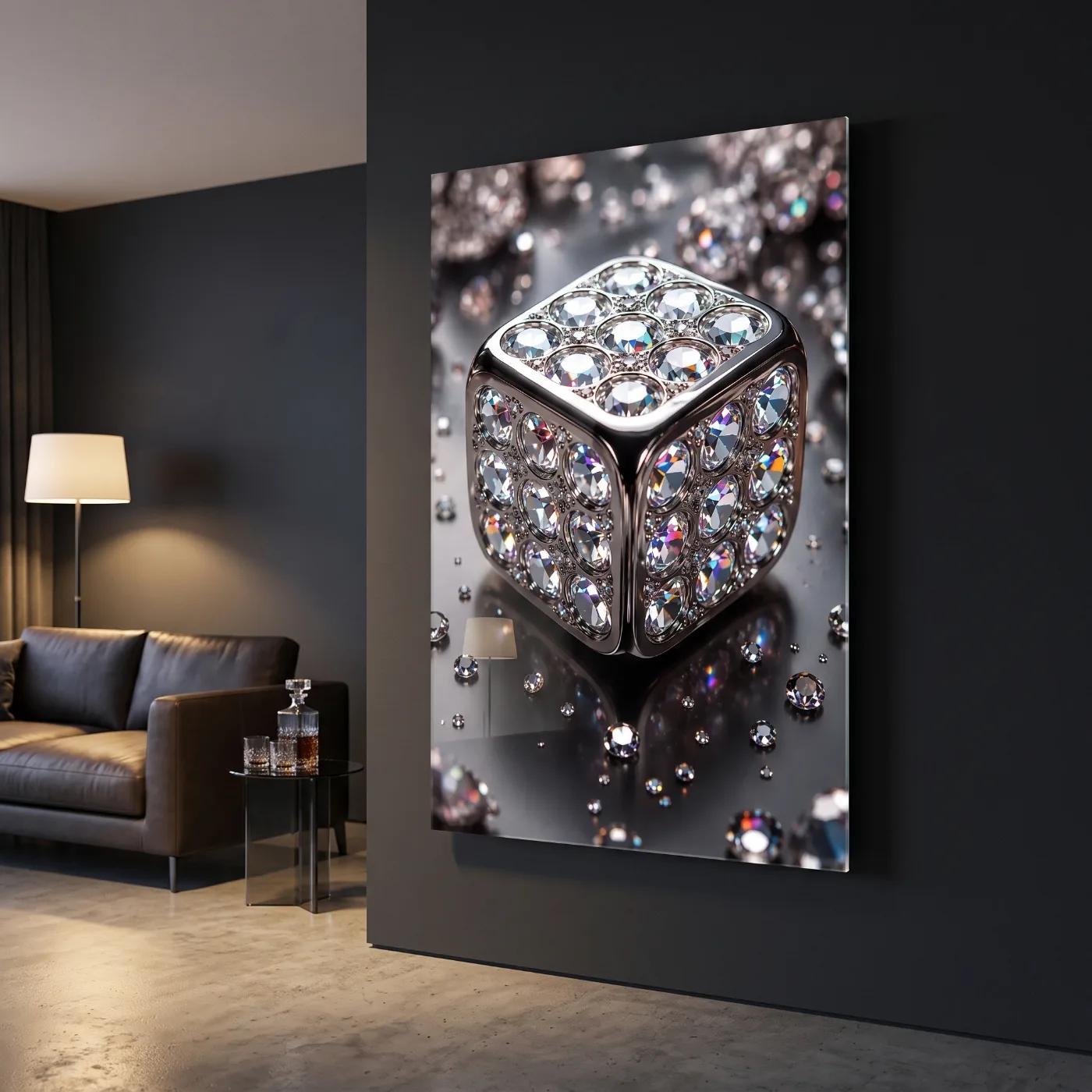 Diamond Cube Glass Wall Art Luxury Sparkle | Glass Wall Art