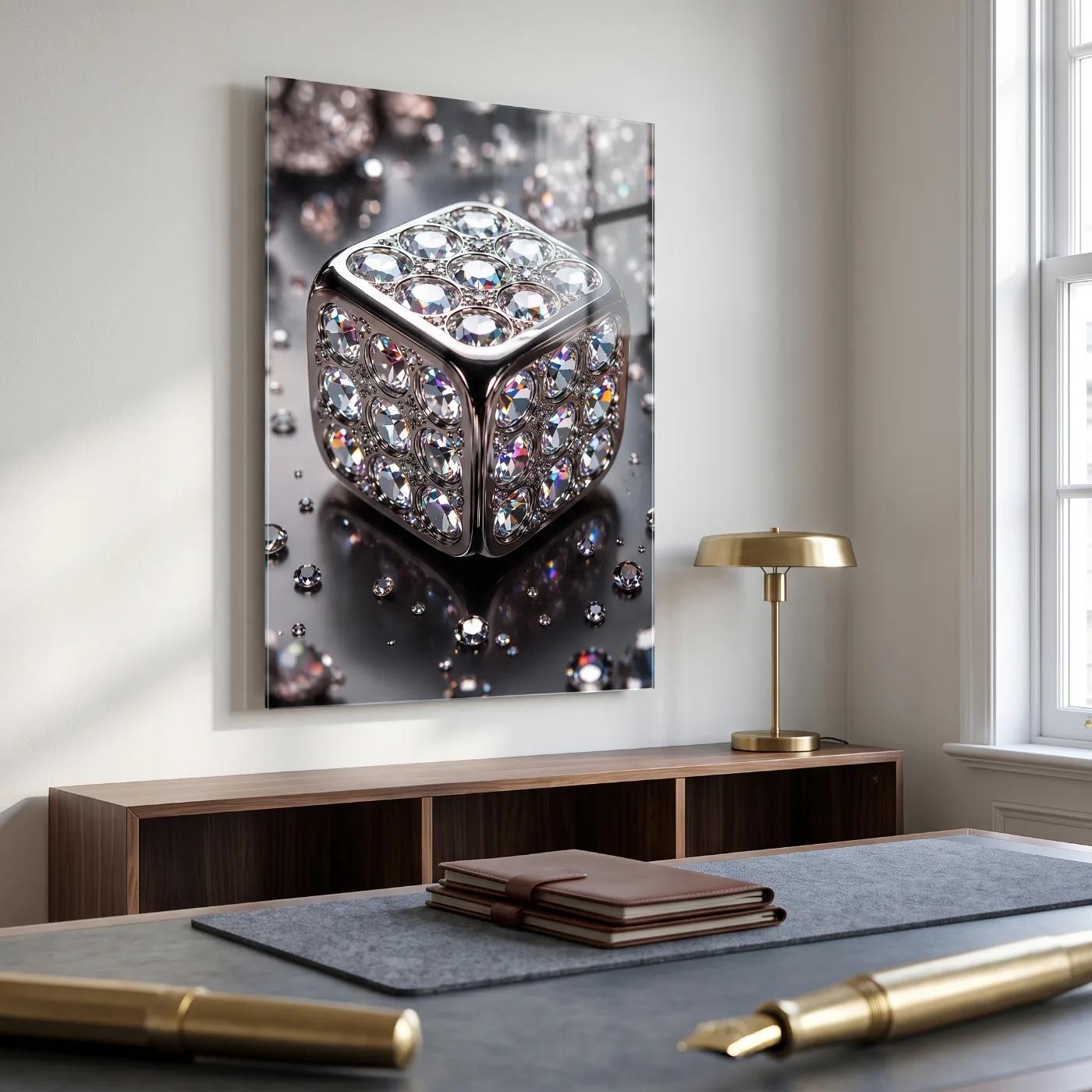 Diamond Cube Glass Wall Art Luxury Sparkle | Glass Wall Art — 2