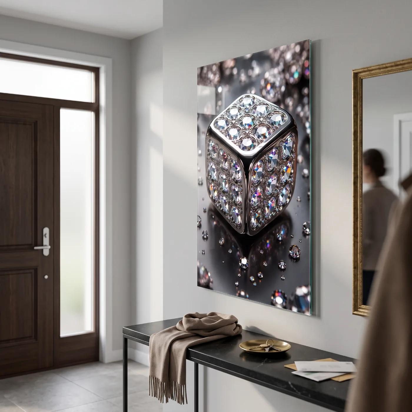 Diamond Cube Glass Wall Art Luxury Sparkle | Glass Wall Art — 4