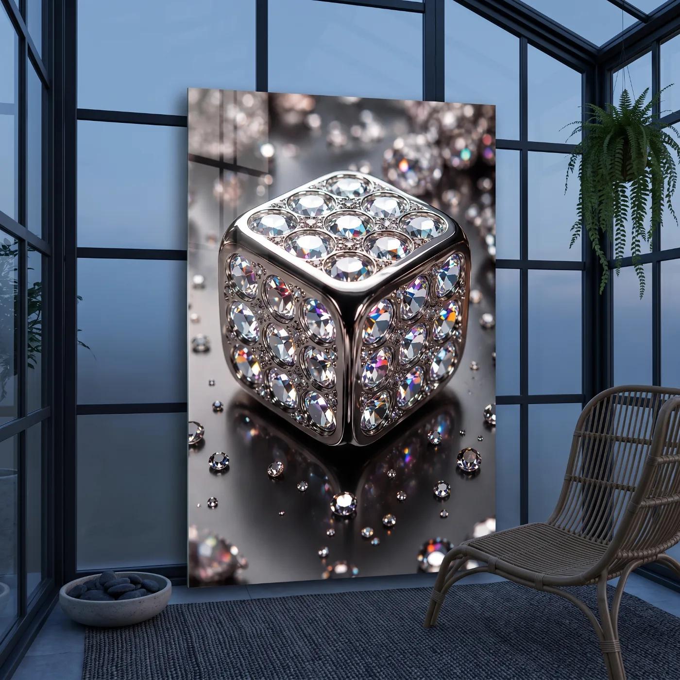 Diamond Cube Glass Wall Art Luxury Sparkle | Glass Wall Art — 5