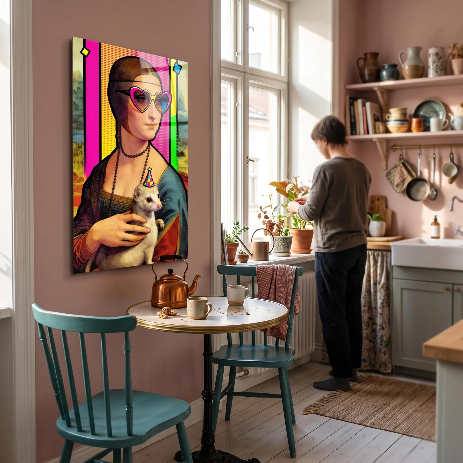 Pop Art Portrait Renaissance Remix Glass Wall Art — 3