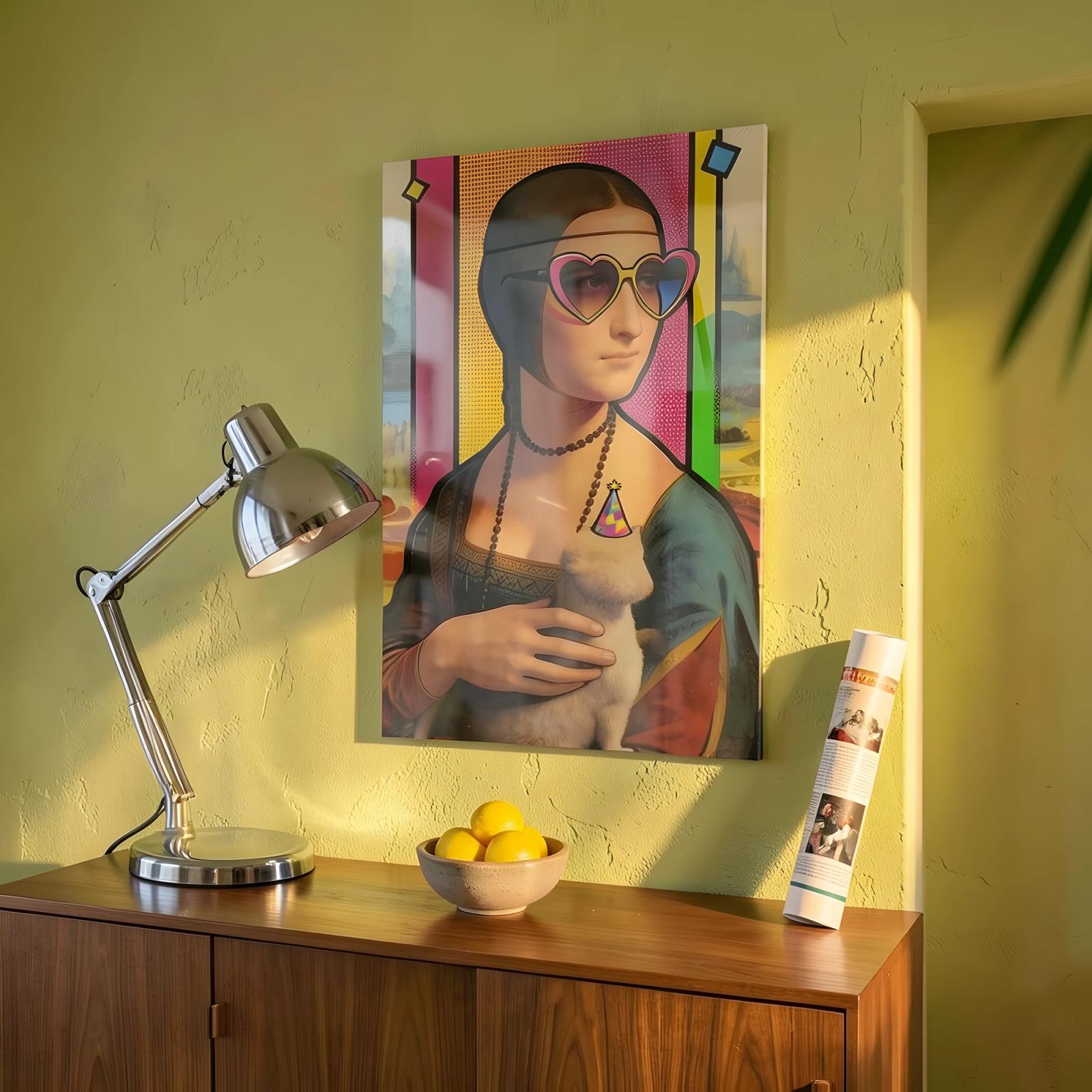 Pop Art Portrait Renaissance Remix Glass Wall Art — 7