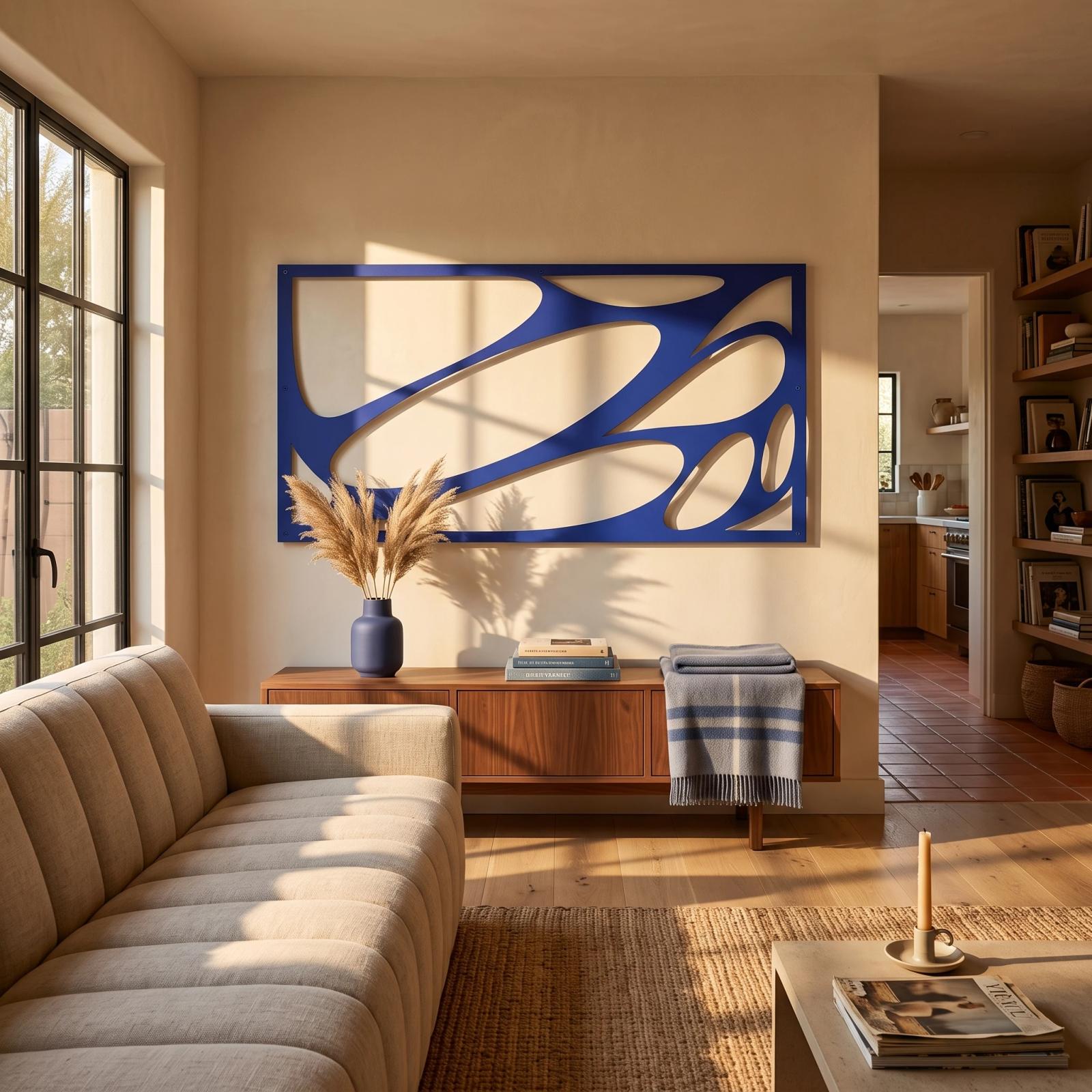 Abstract Sail Metal Wall Art – Windward Drift, Modern Living Room Decor