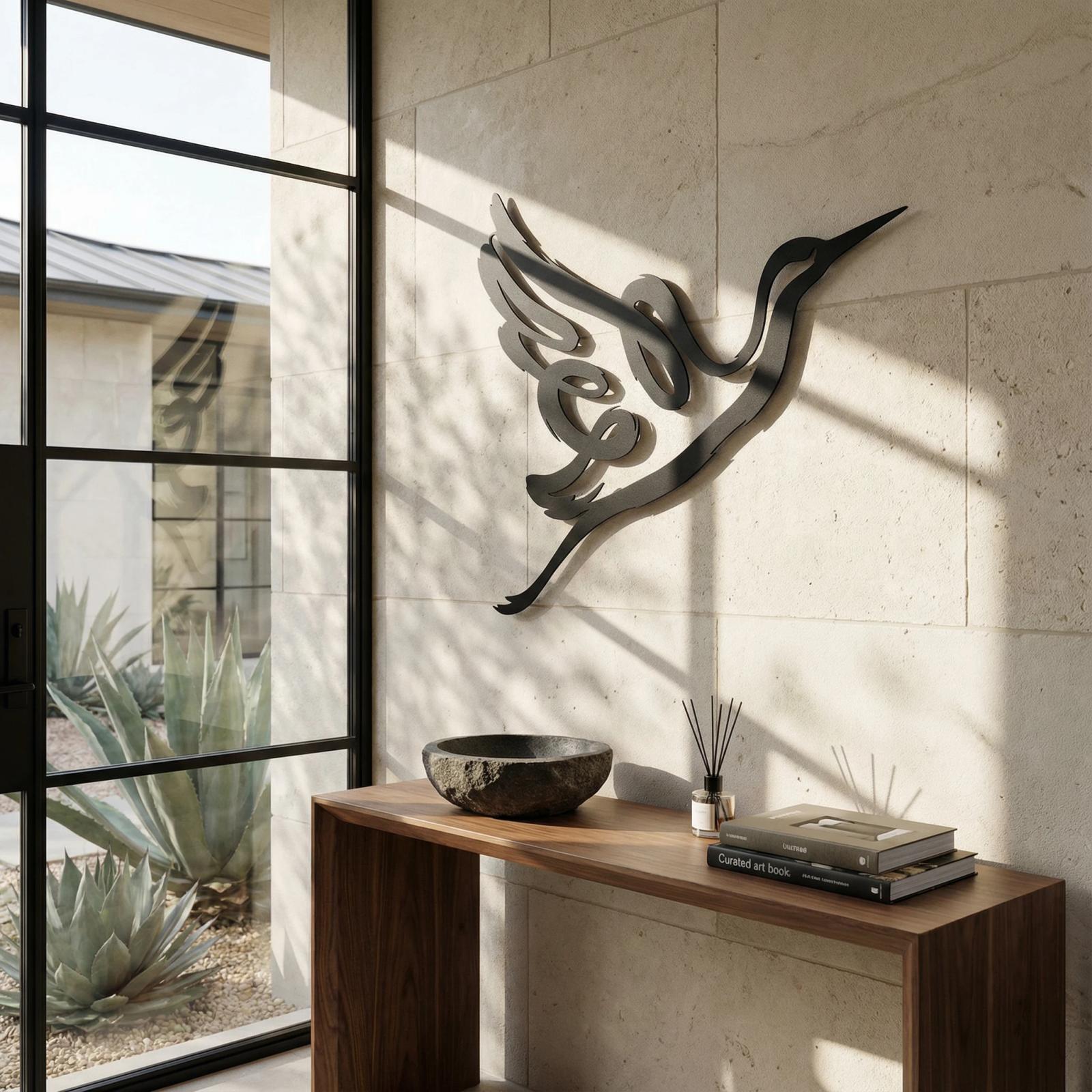 Flying Bird Metal Wall Art – Abstract Heron Flight Silhouette, Minimalist Home Decor — 2