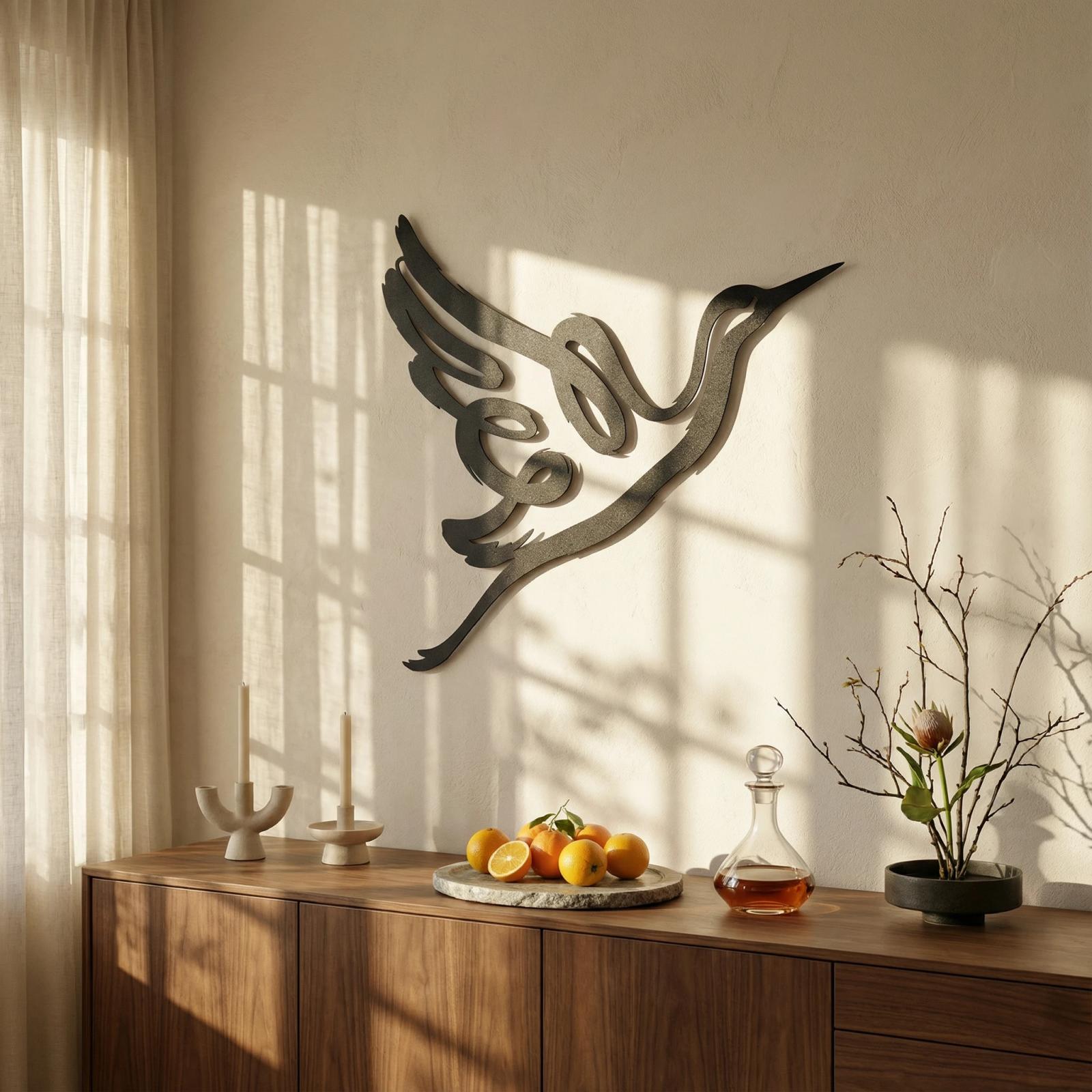 Flying Bird Metal Wall Art – Abstract Heron Flight Silhouette, Minimalist Home Decor