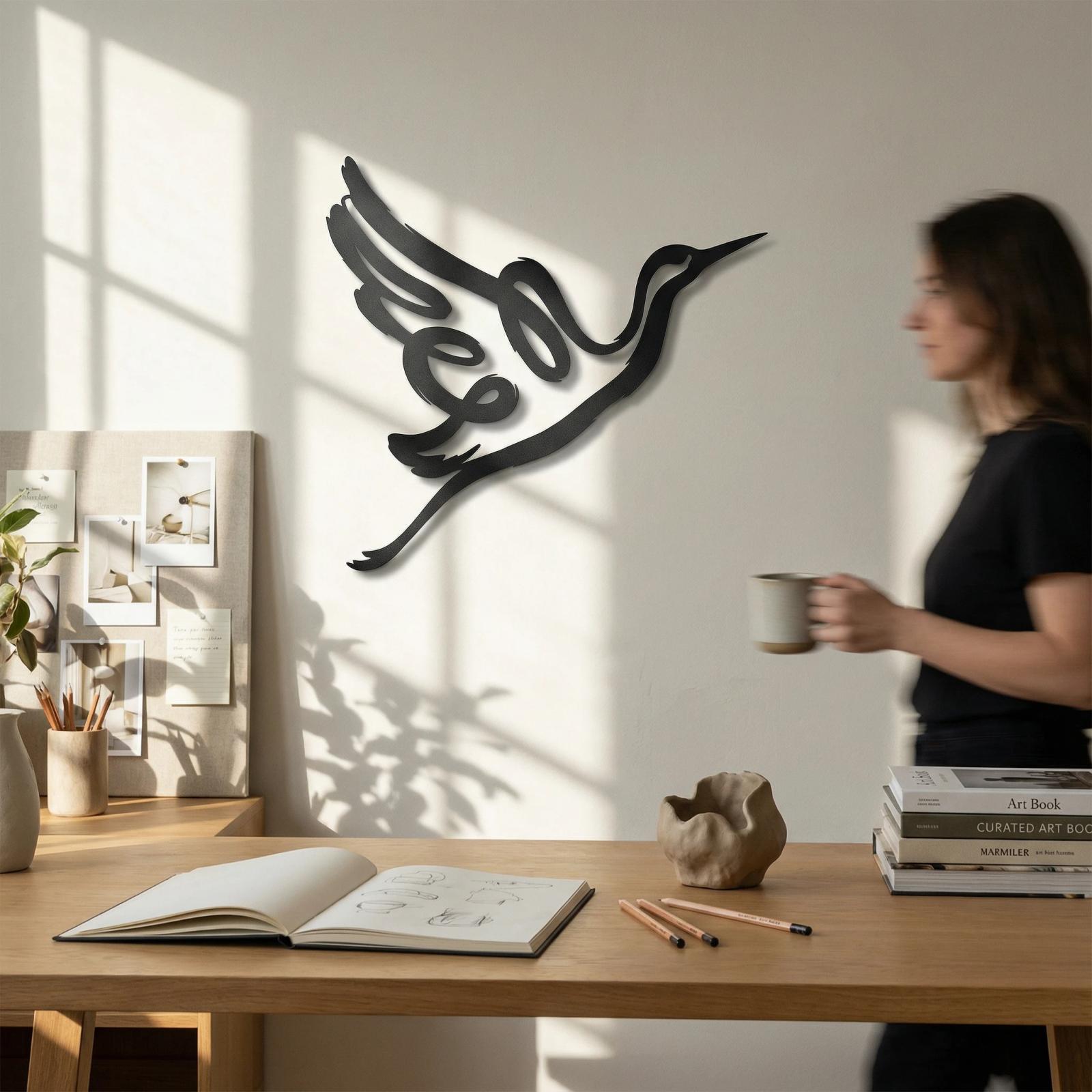 Flying Bird Metal Wall Art – Abstract Heron Flight Silhouette, Minimalist Home Decor — 4