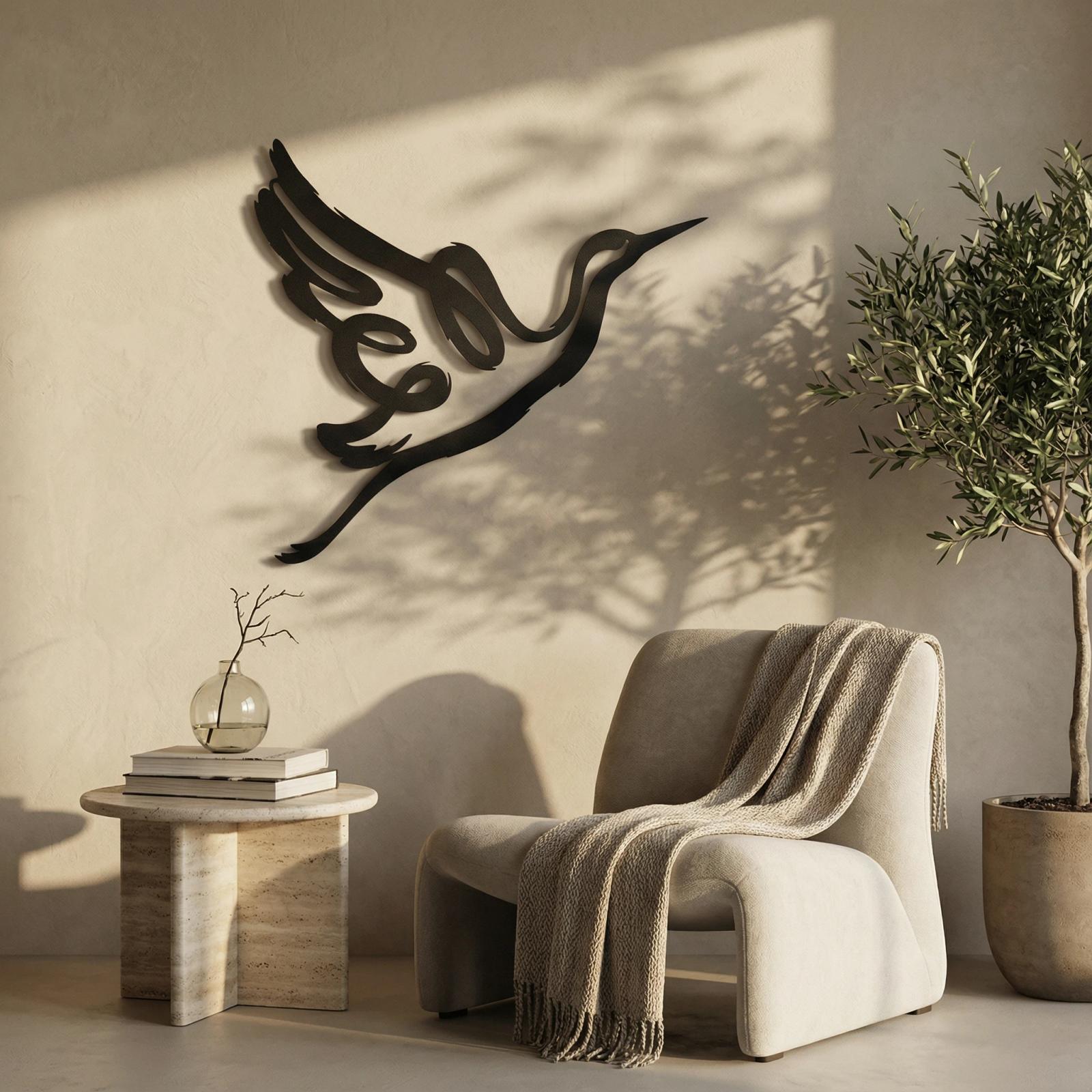 Flying Bird Metal Wall Art – Abstract Heron Flight Silhouette, Minimalist Home Decor — 5