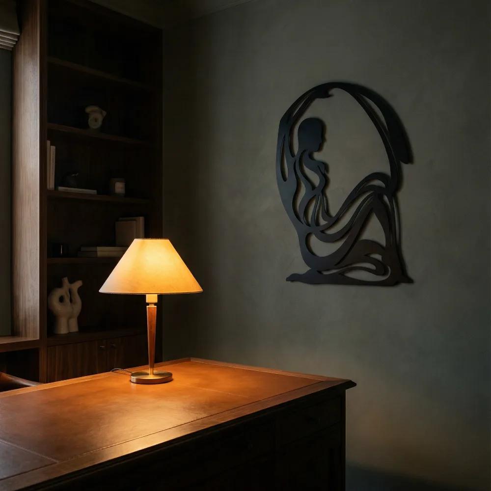 Abstract Female Figure Metal Wall Art – Contemplative Embrace, Primary Bedroom Decor — 3
