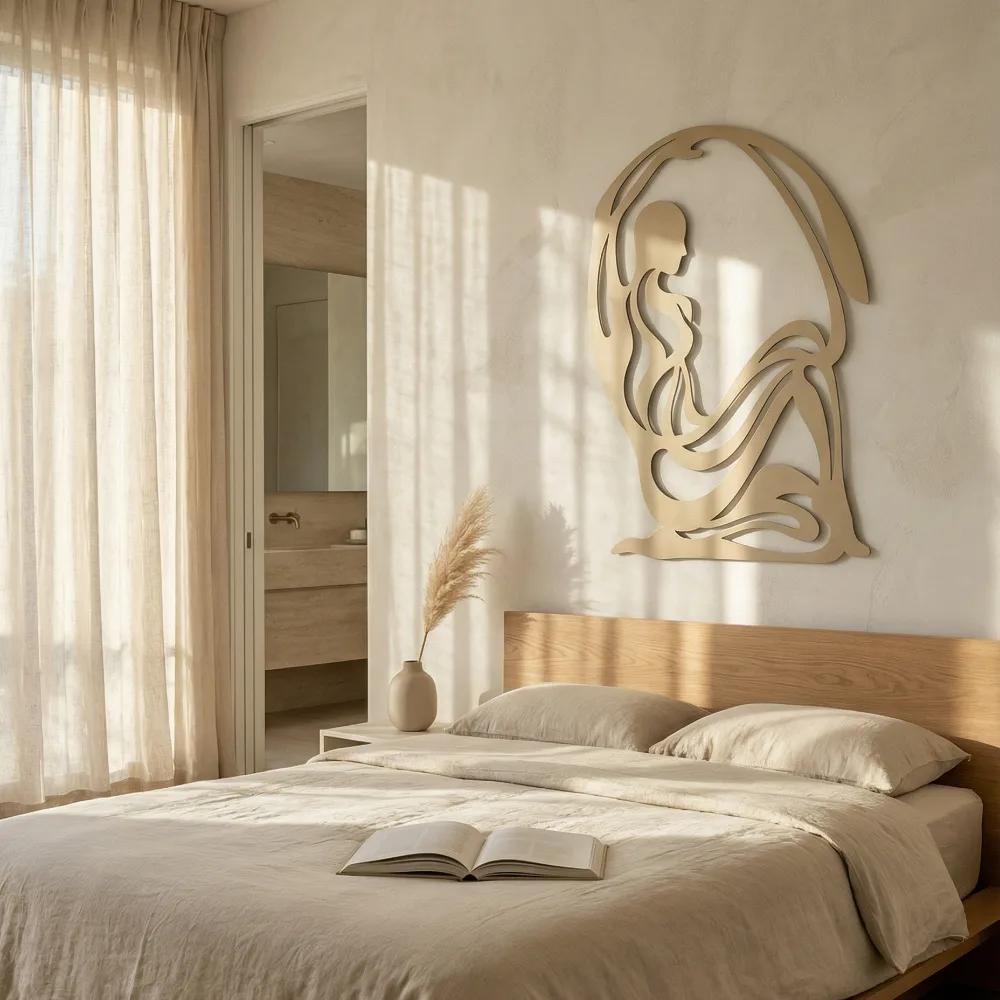 Abstract Female Figure Metal Wall Art – Contemplative Embrace, Primary Bedroom Decor — 4