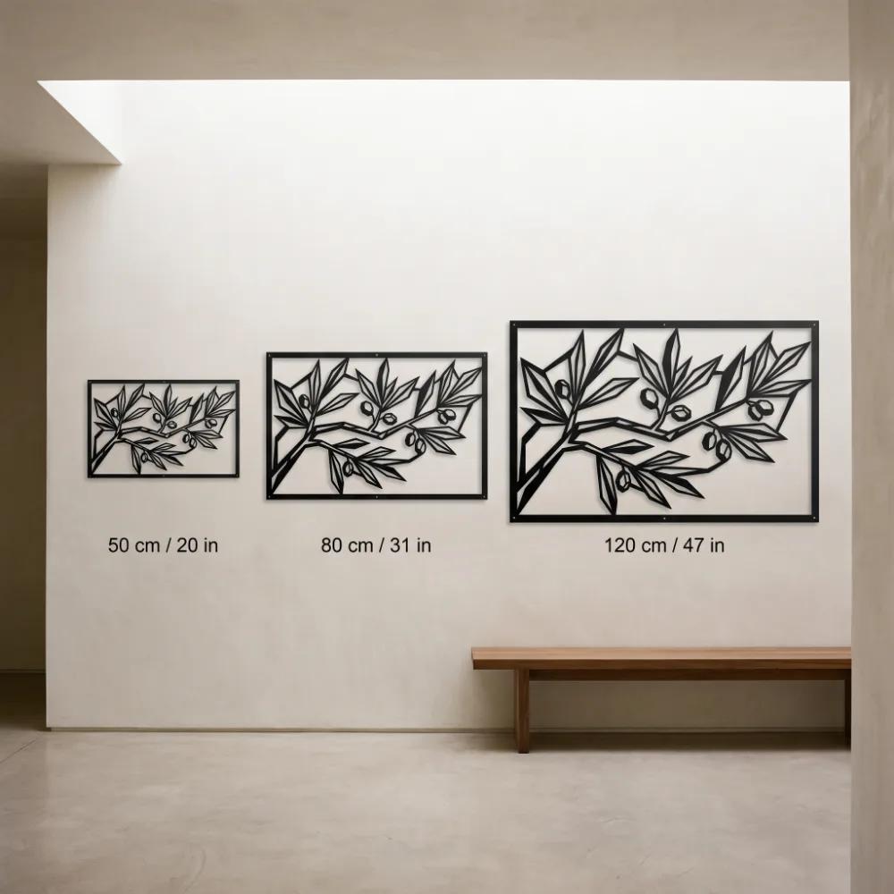 Geometric Olive Branch Metal Wall Art – Peace Facet, Mediterranean Dining Room Decor — 10