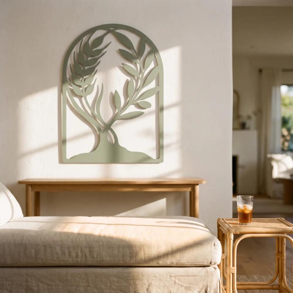 Botanical Metal Wall Art – Grain & Grace, Wheat Olive Branch Living Room Decor