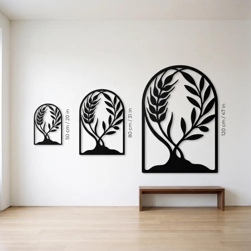 Botanical Metal Wall Art – Grain & Grace, Wheat Olive Branch Living Room Decor — 7