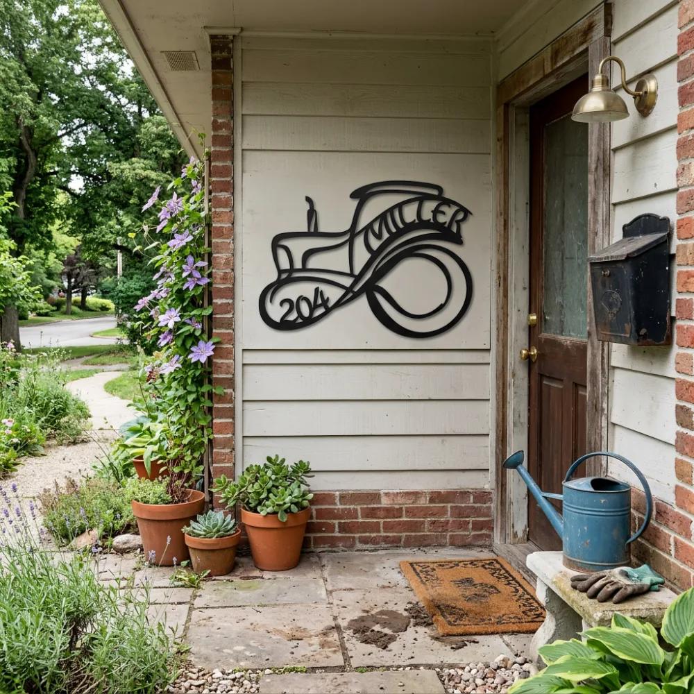 Custom Tractor Family Name Metal Wall Art – Heritage Harvest, Farmhouse Porch Decor — 7