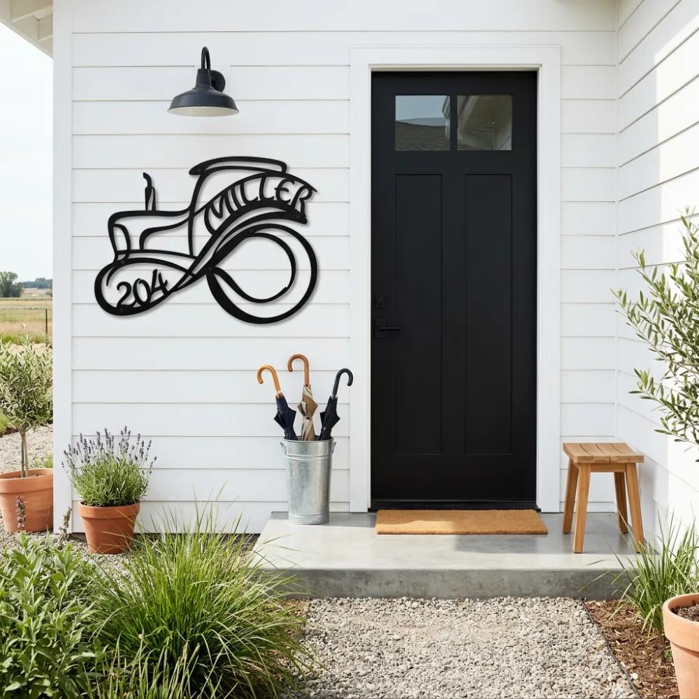 Custom Tractor Family Name Metal Wall Art – Heritage Harvest, Farmhouse Porch Decor — 8