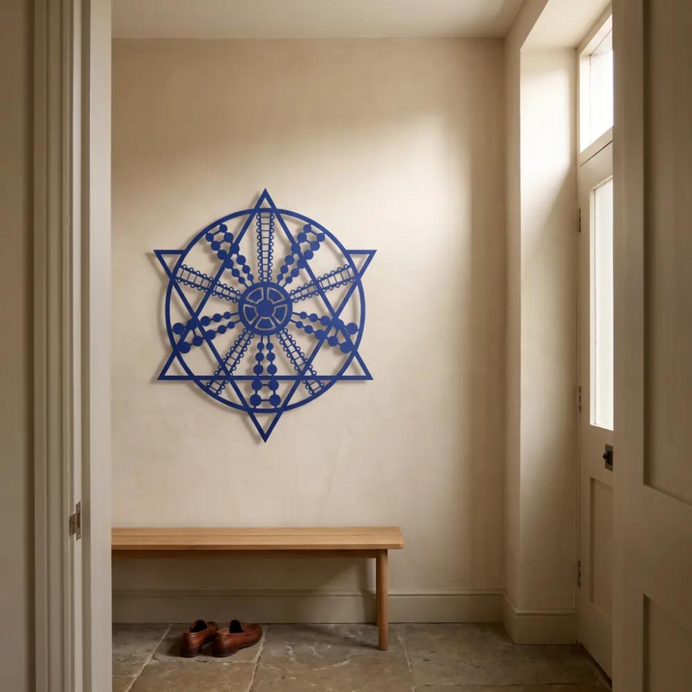 Sacred Geometry Metal Wall Art – Solar Compass, Mandala Living Room Decor — 3