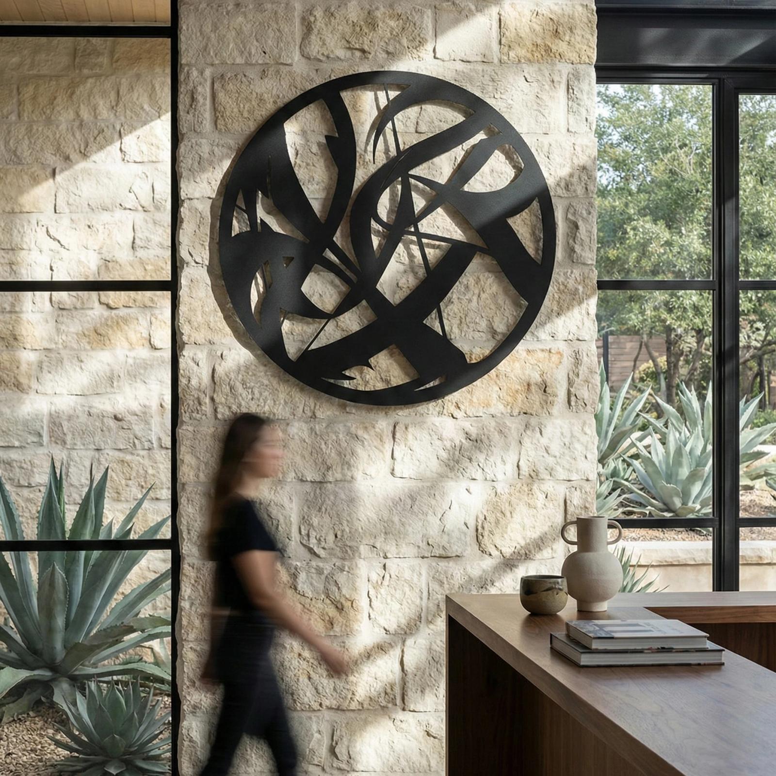 Geometric Square Metal Wall Art – The Monolith Square, Modern Living Room Decor. — 3
