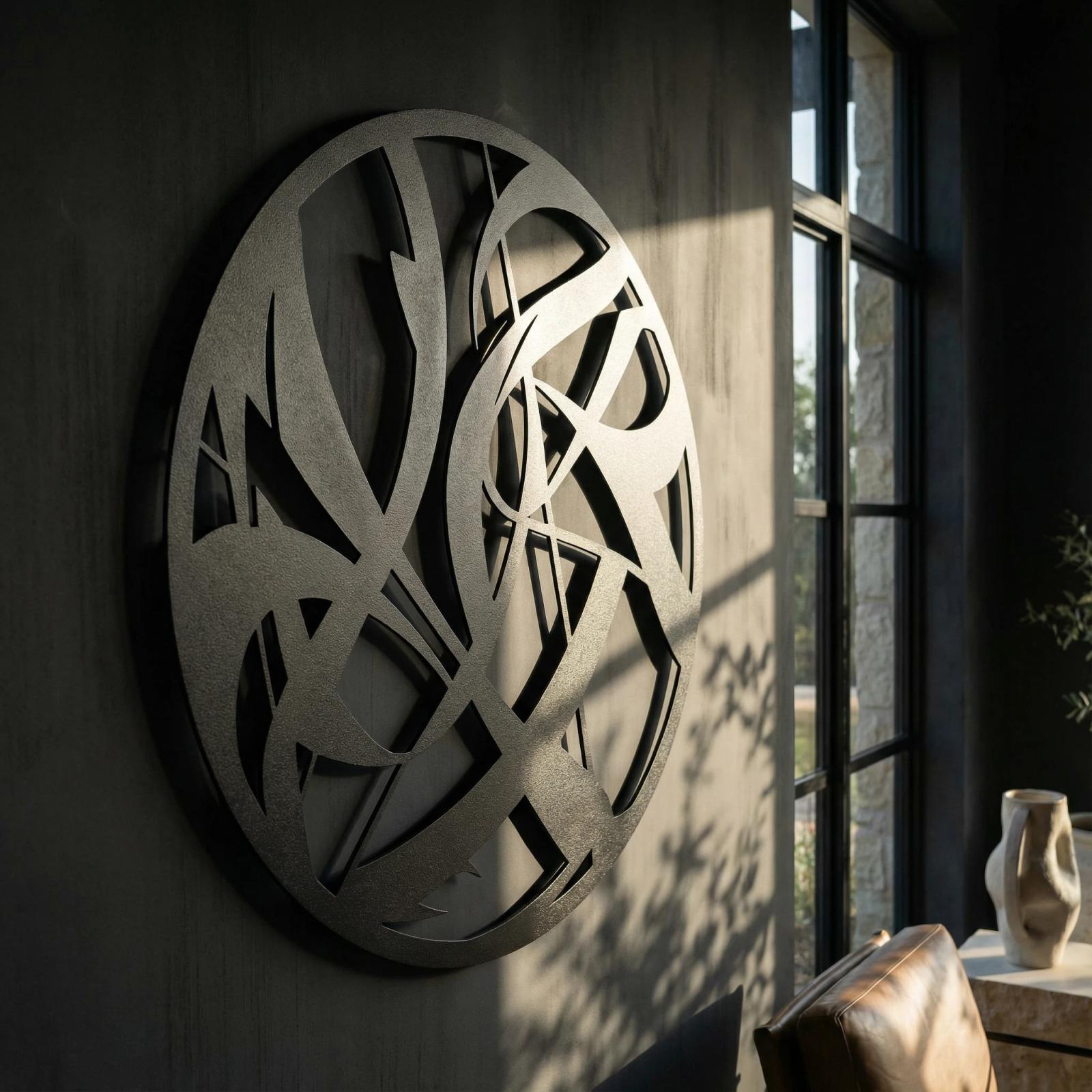 Geometric Square Metal Wall Art – The Monolith Square, Modern Living Room Decor. — 7