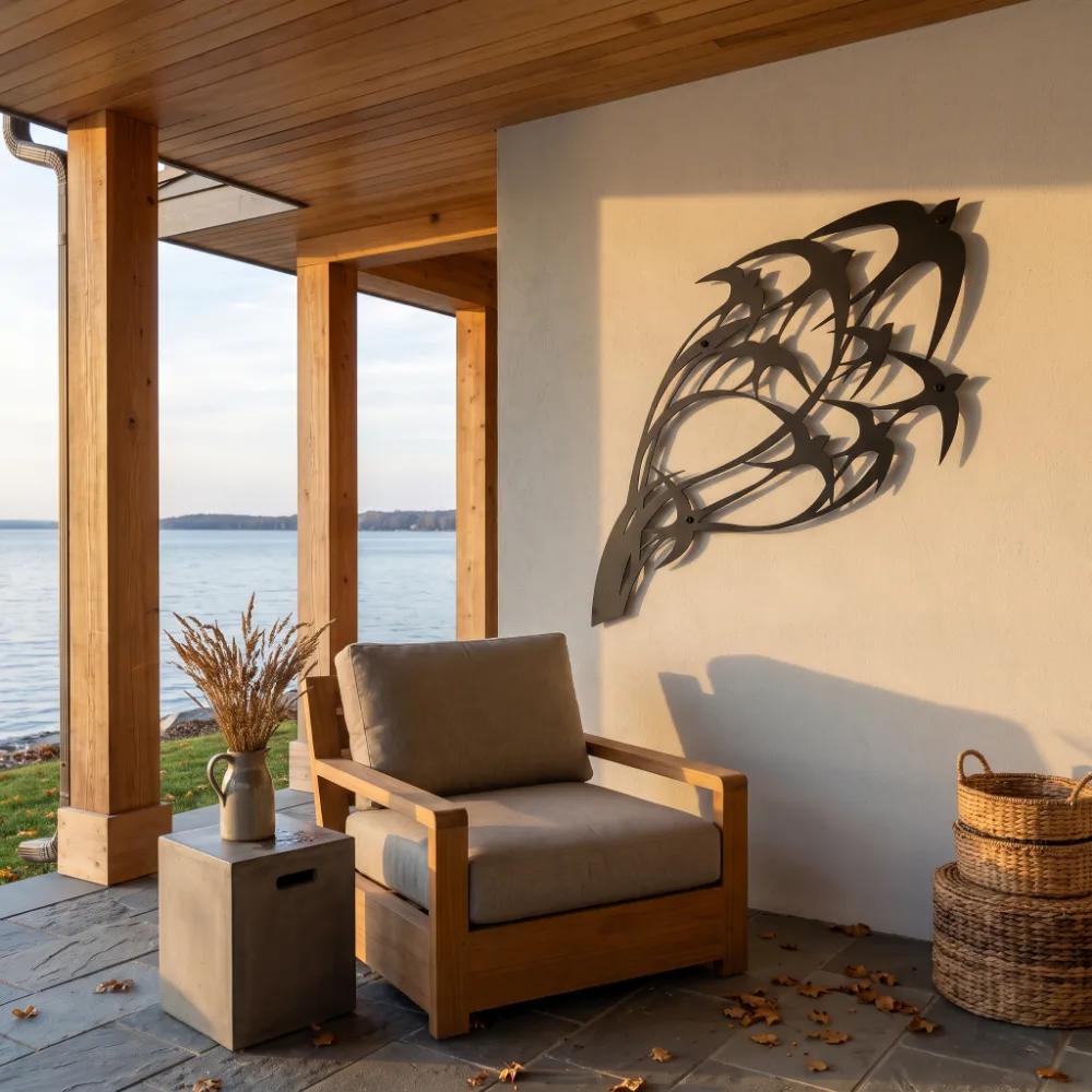 Bird Flock Metal Wall Art – Wind Sweep, Cabin & Lake House Decor — 4