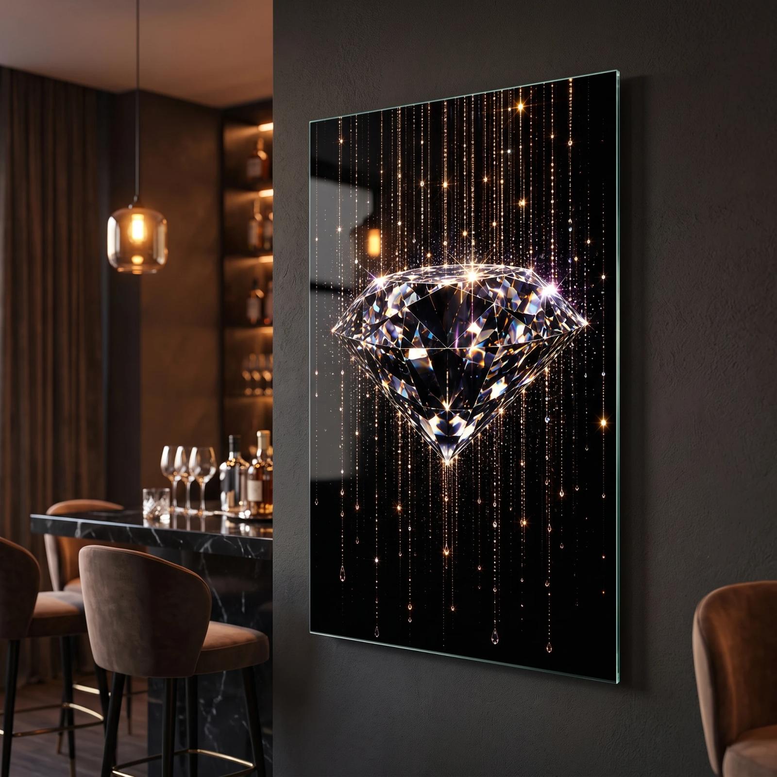 Diamond Glass Wall Art Sparkling Gemstone | Glass Wall Art — 2