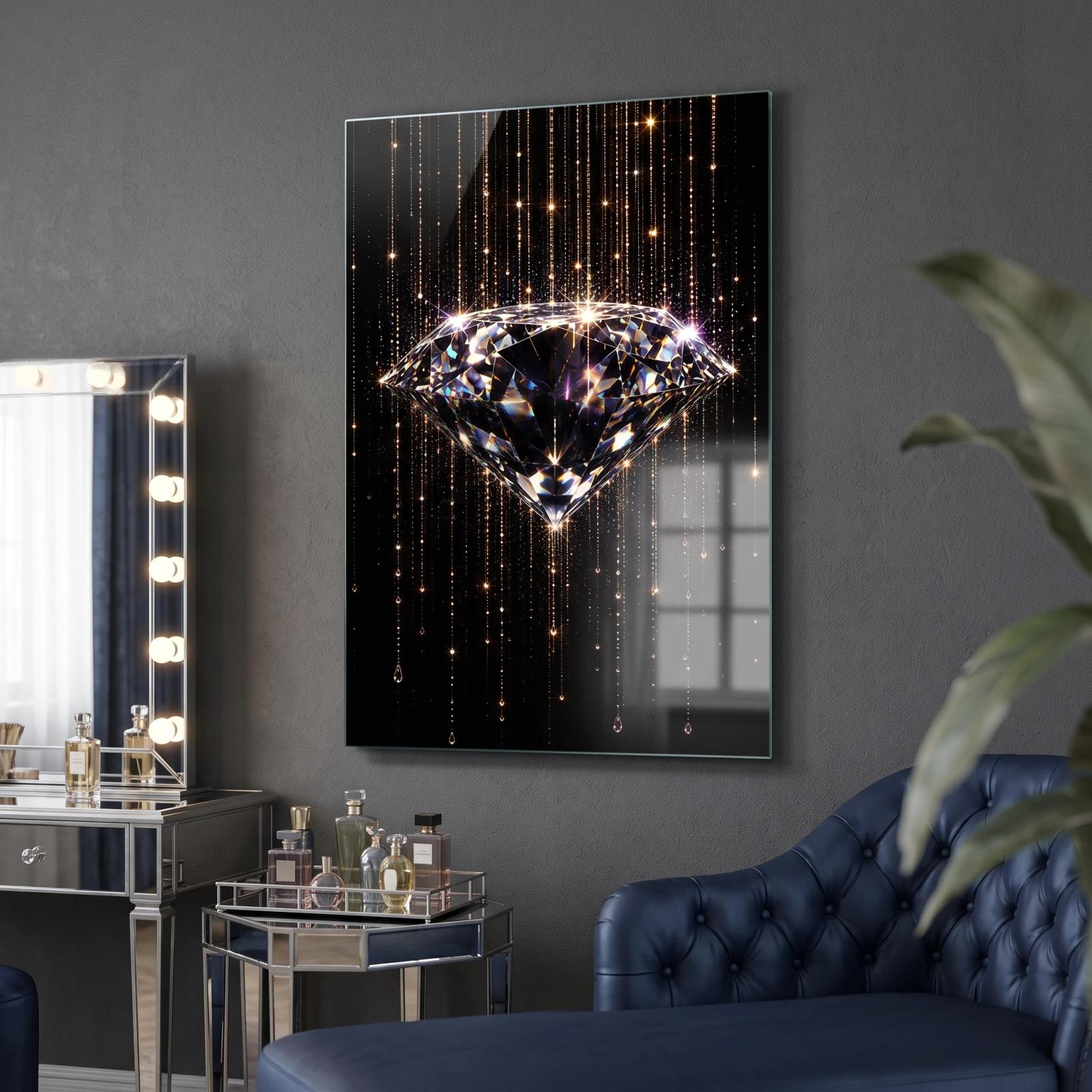 Diamond Glass Wall Art Sparkling Gemstone | Glass Wall Art — 3