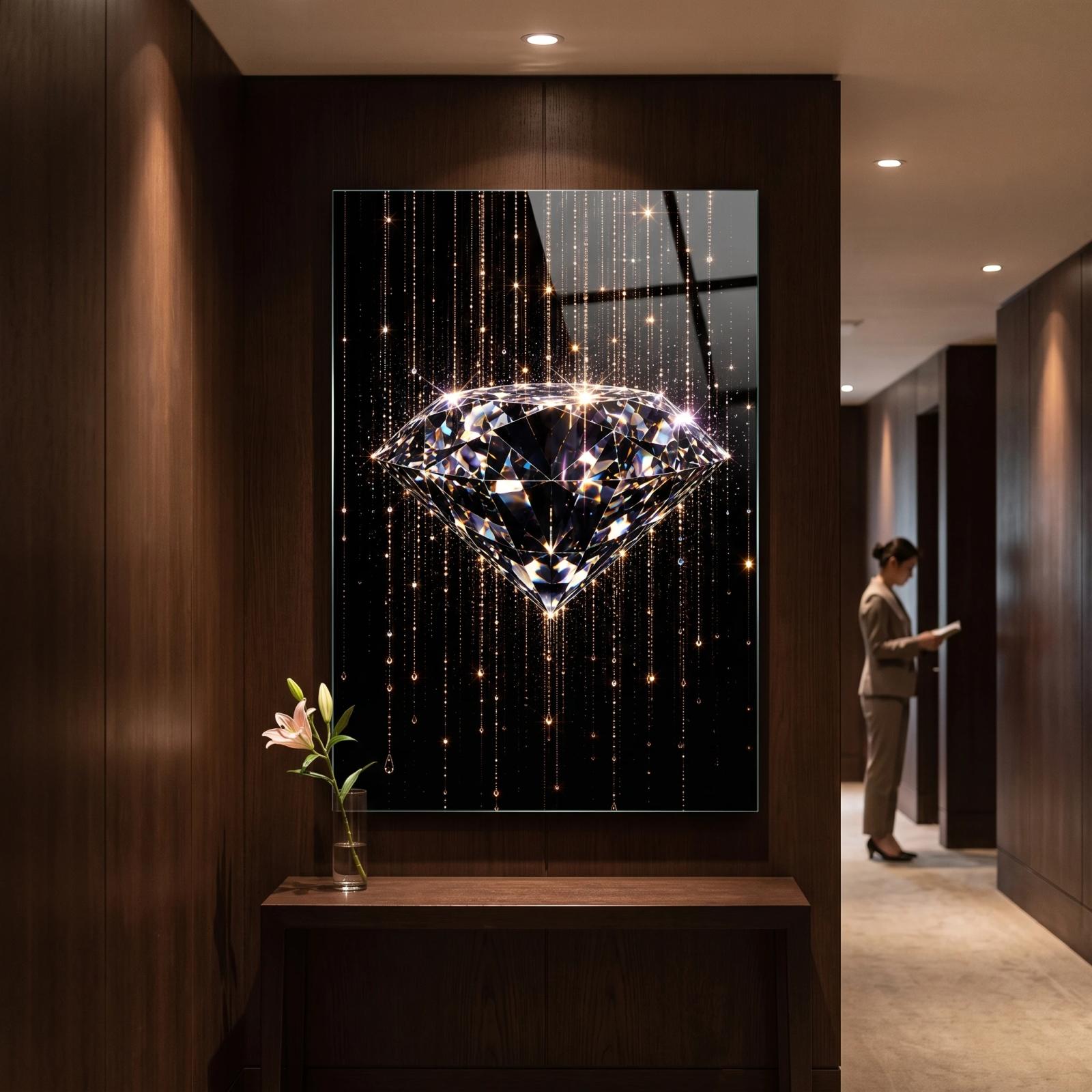 Diamond Glass Wall Art Sparkling Gemstone | Glass Wall Art — 4